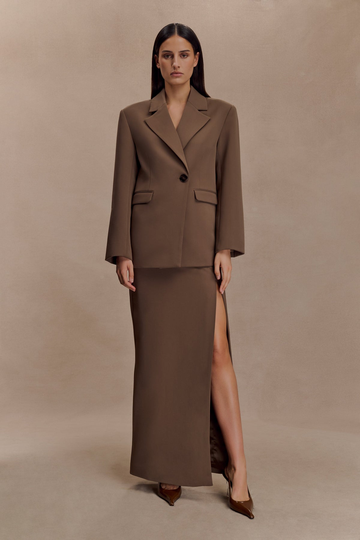 Cassie Column Maxi Skirt - Cacao Brown