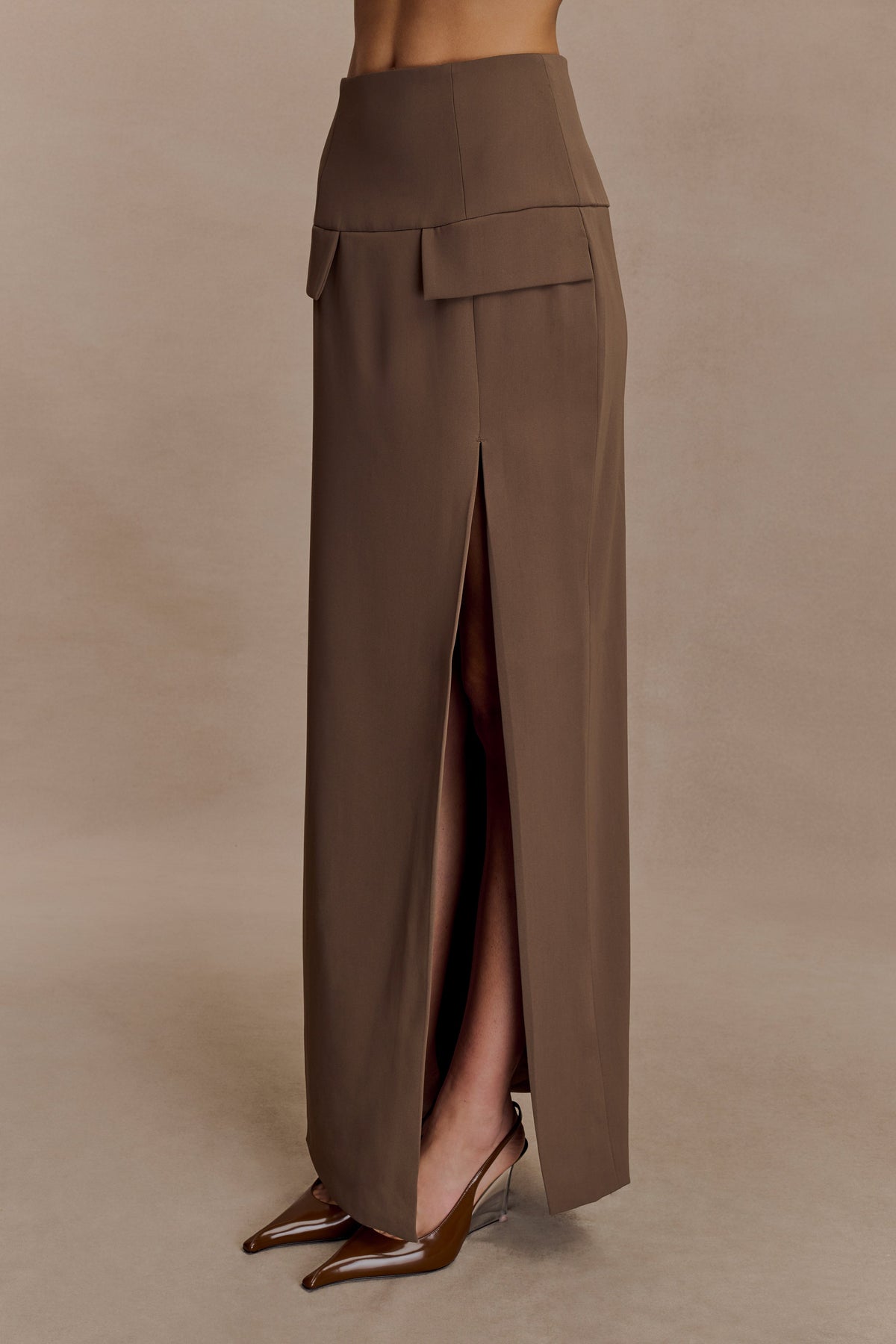 Cassie Column Maxi Skirt - Cacao Brown