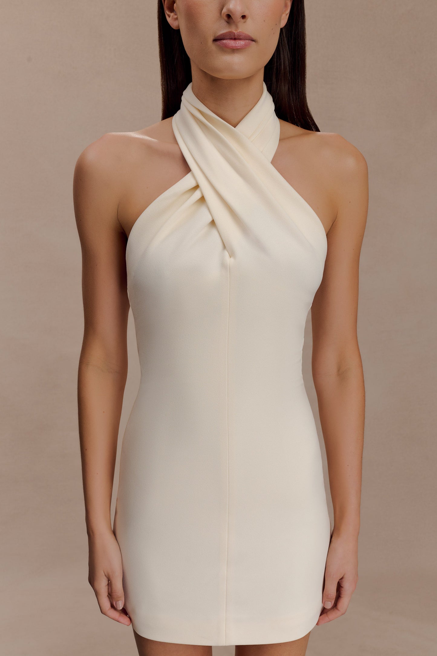 Christina Cross Over Mini Dress - Buttercream