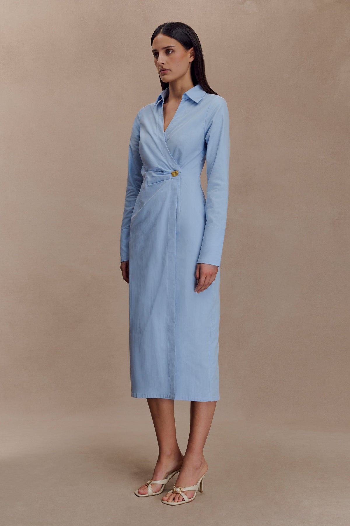 Mikaila Asymmetric Shirt Dress - Blue