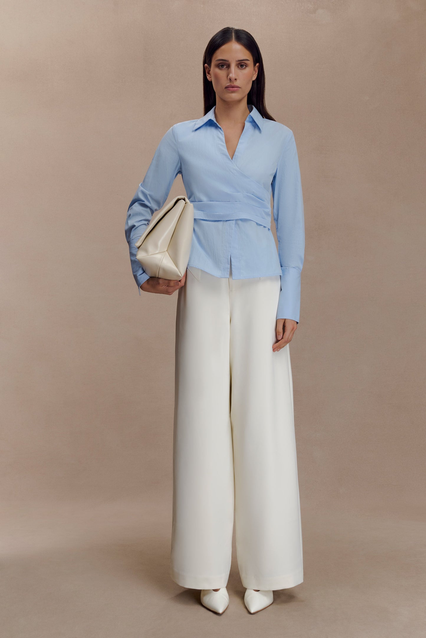 Eugenia Wrap Cotton Shirt - Blue