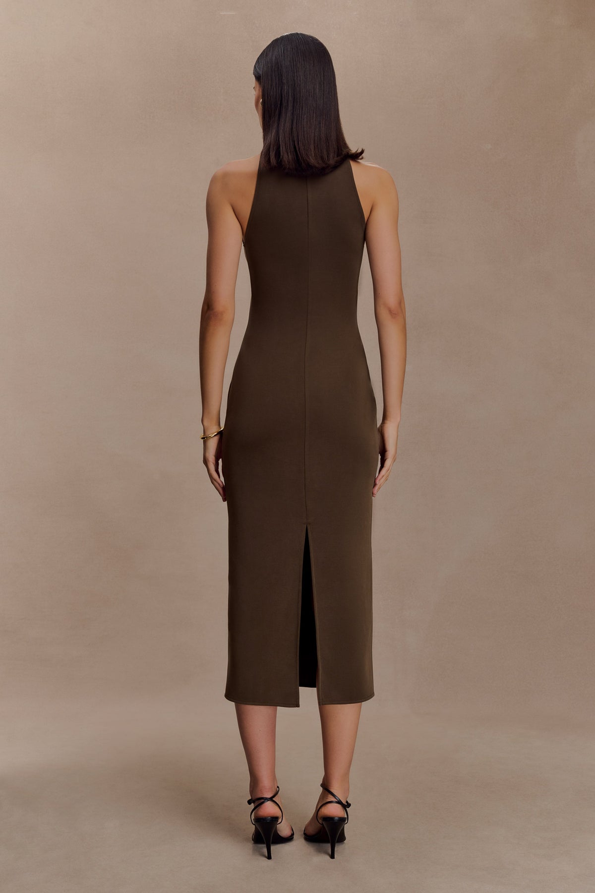 Kennedy High Neck Midi Dress - Chocolate