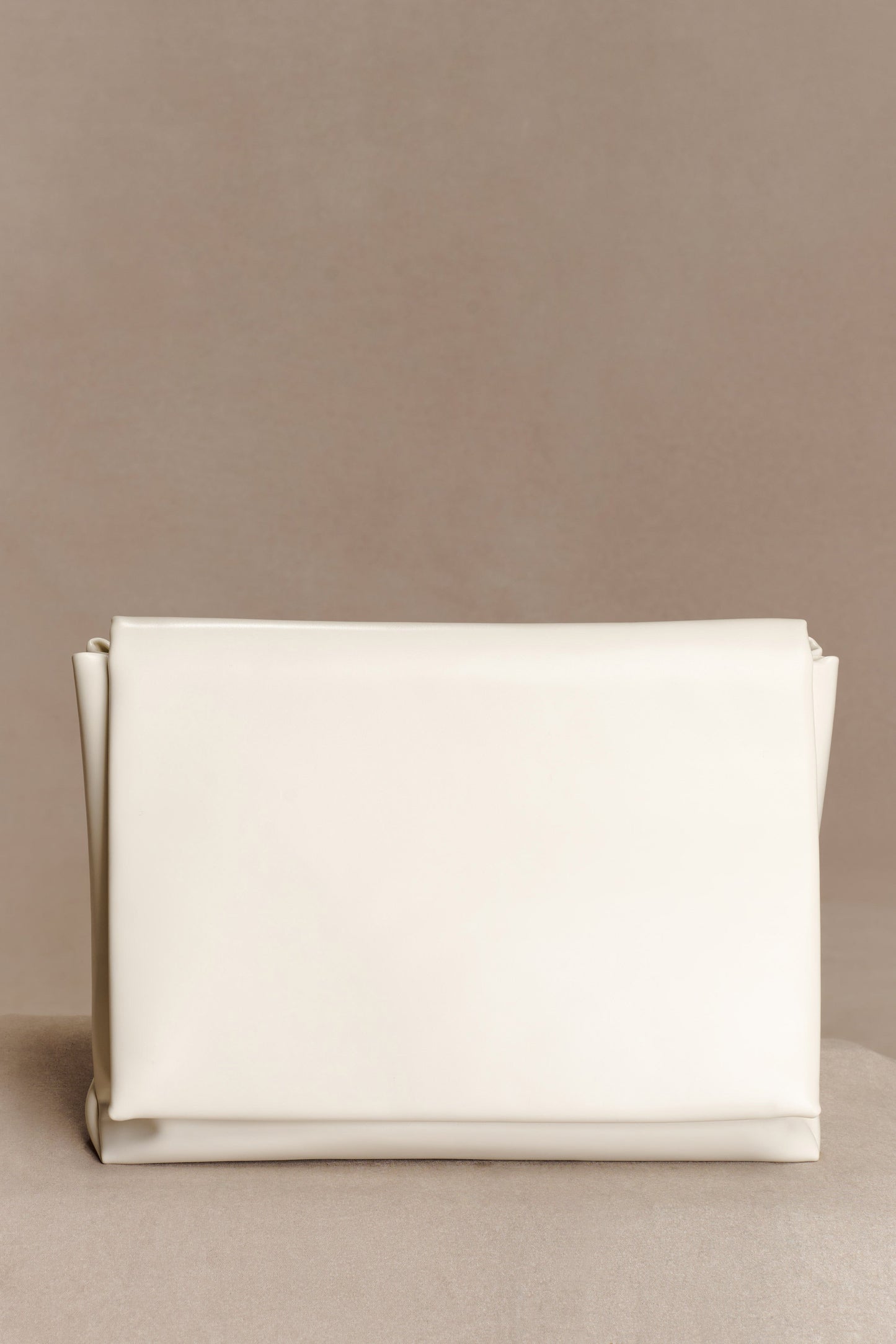 Kiera Faux Leather Oversized Clutch - Ivory