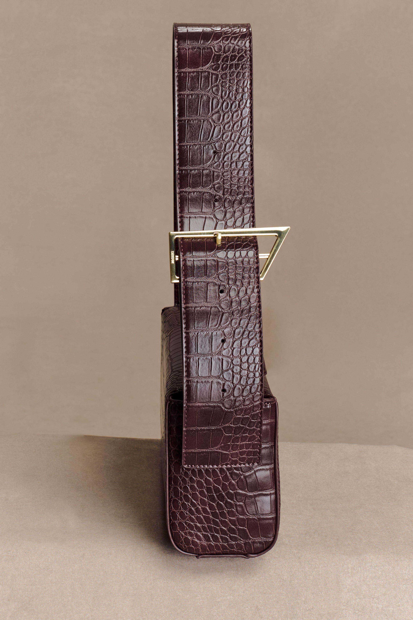 Maria Faux Leather Crocodile Shoulder Bag - Chocolate