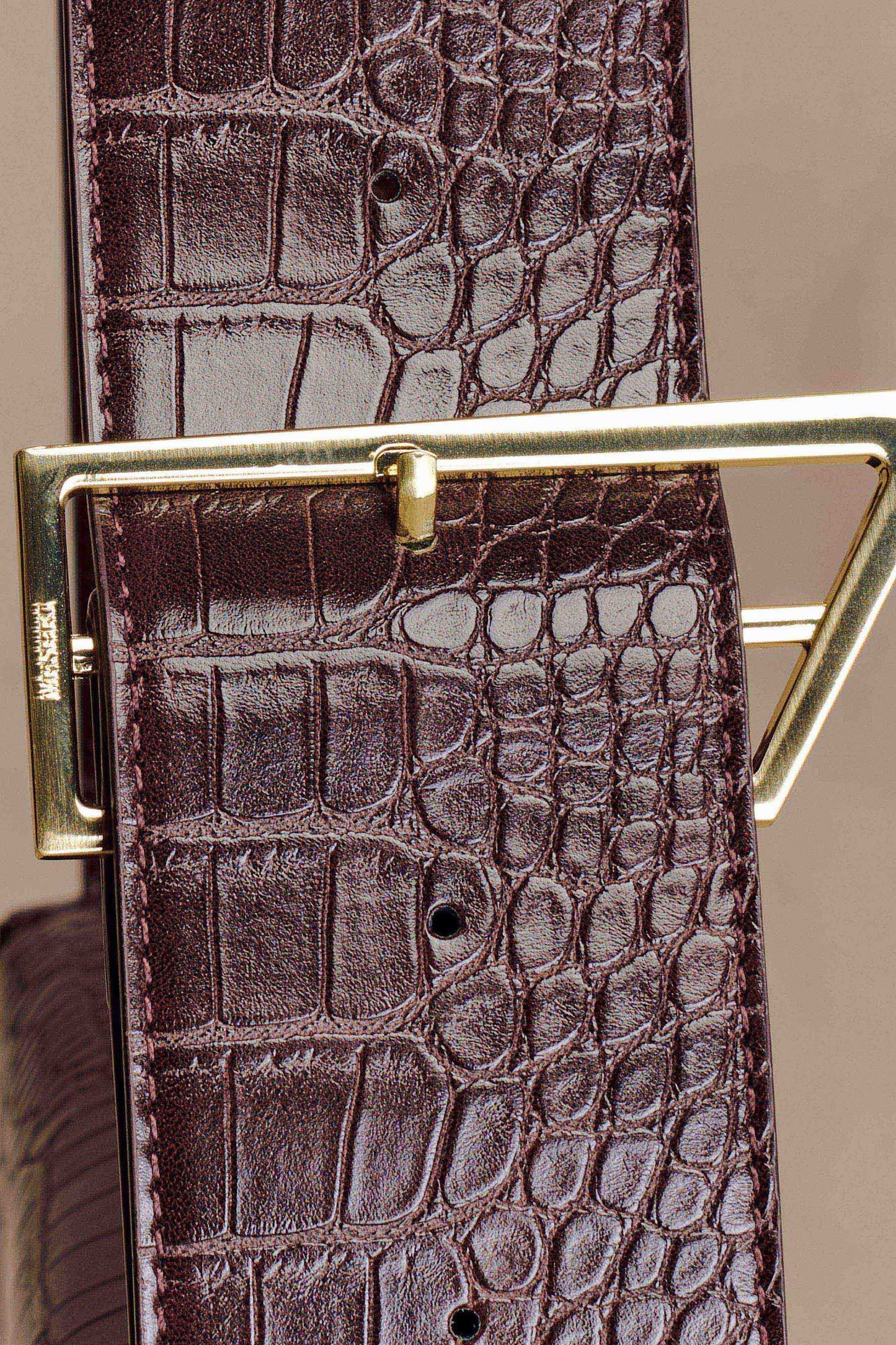 Maria Faux Leather Crocodile Shoulder Bag - Chocolate