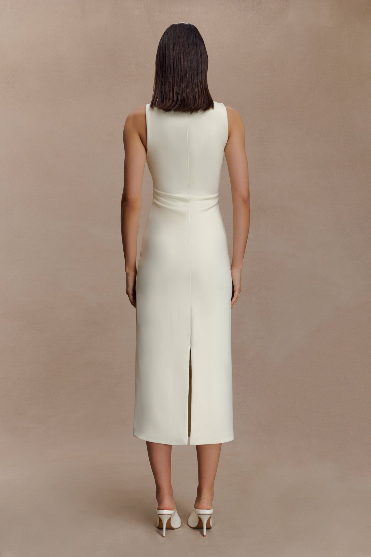 Norah Sleeveless Crepe Midi Dress - Ivory