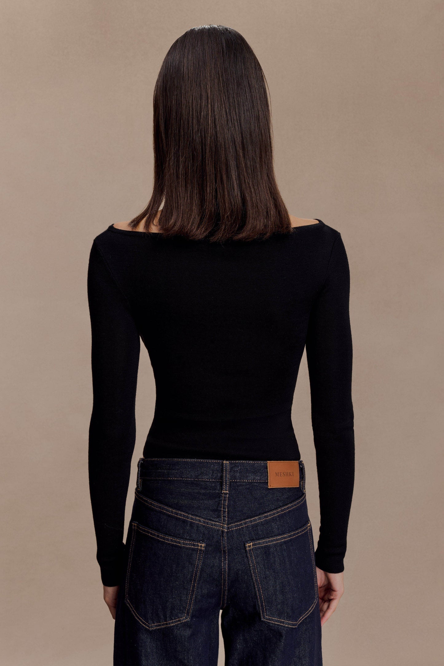 Paedyn Merino Wool Ribbed Long Sleeve Top - Black