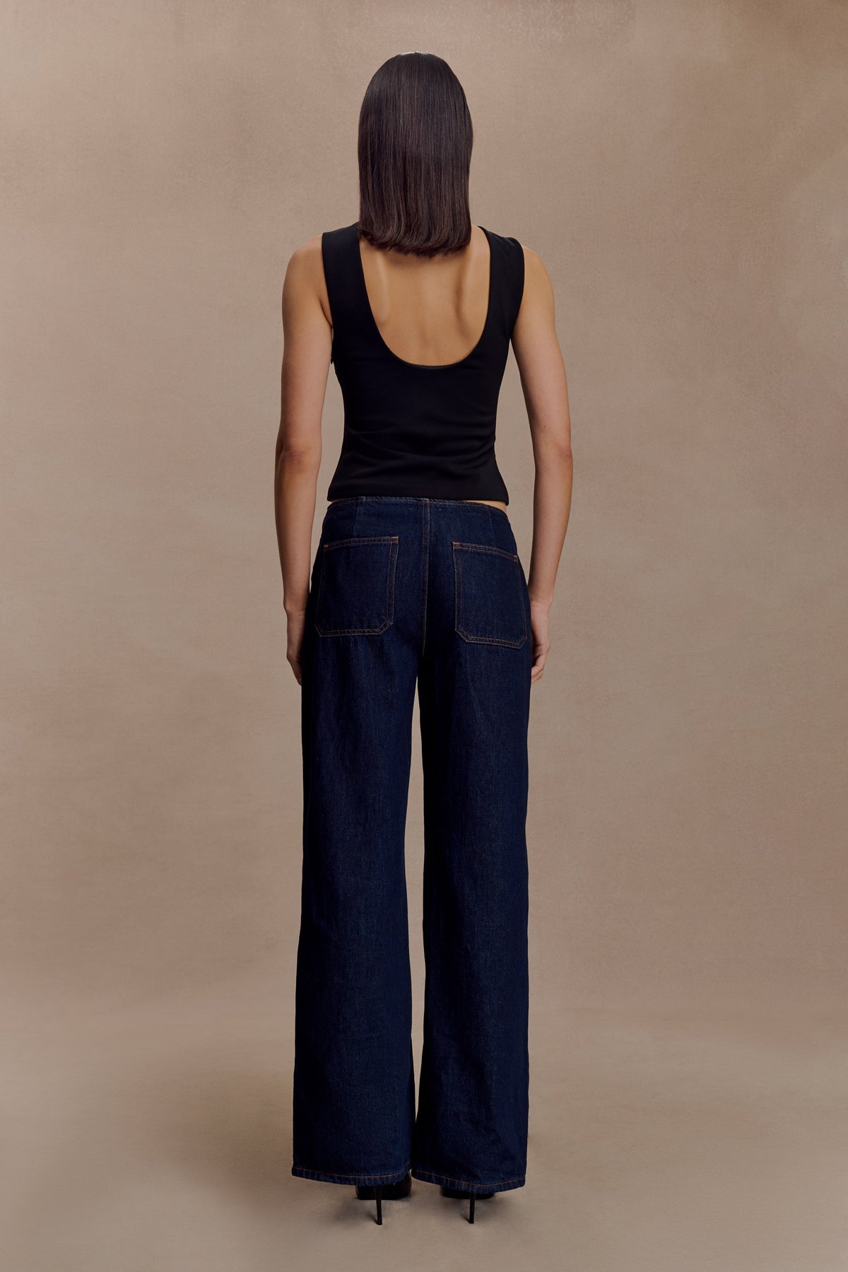 Kyra Open Back Scuba Crepe Top - Black