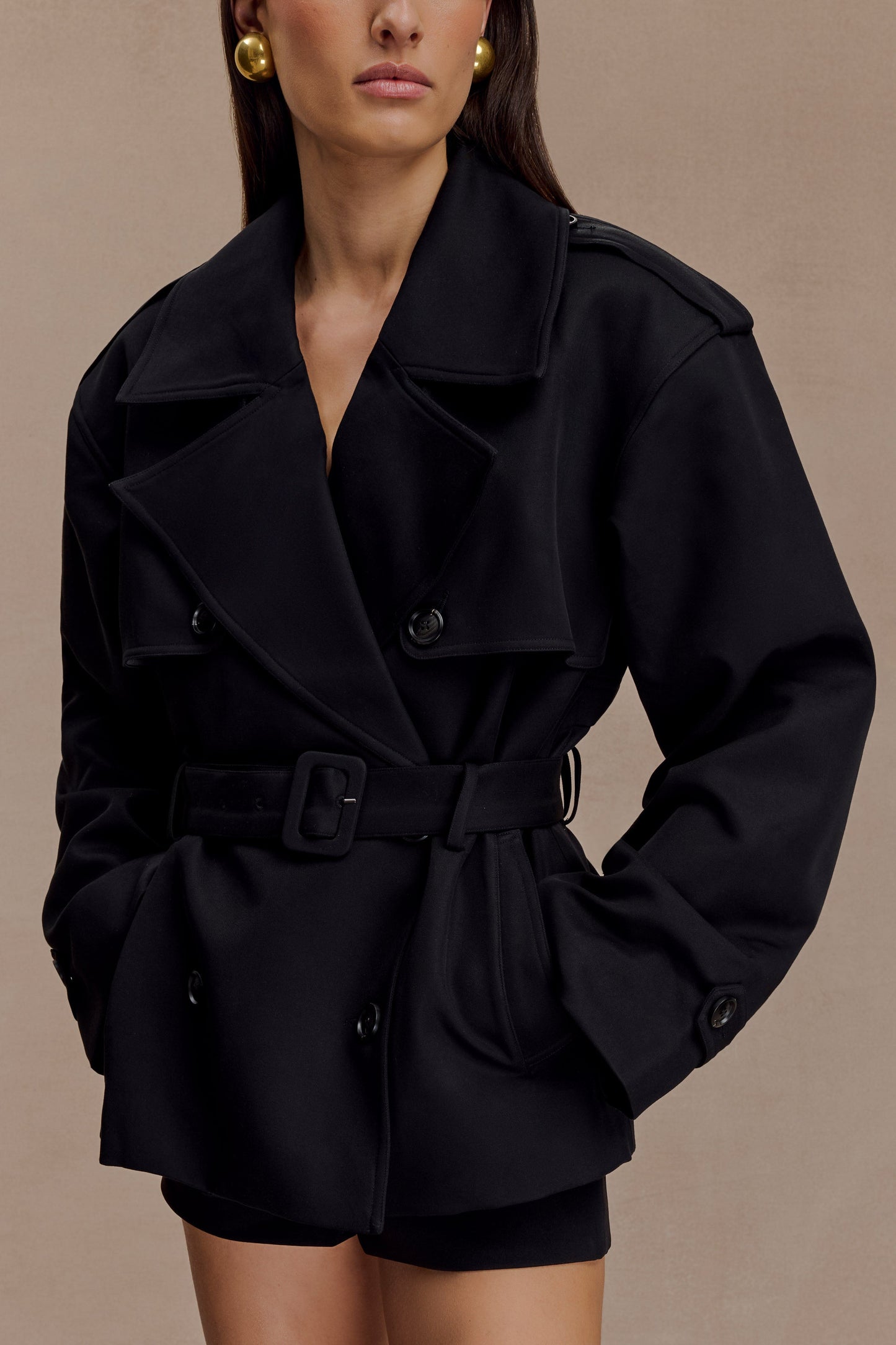 Alden Short Trench Jacket - Black