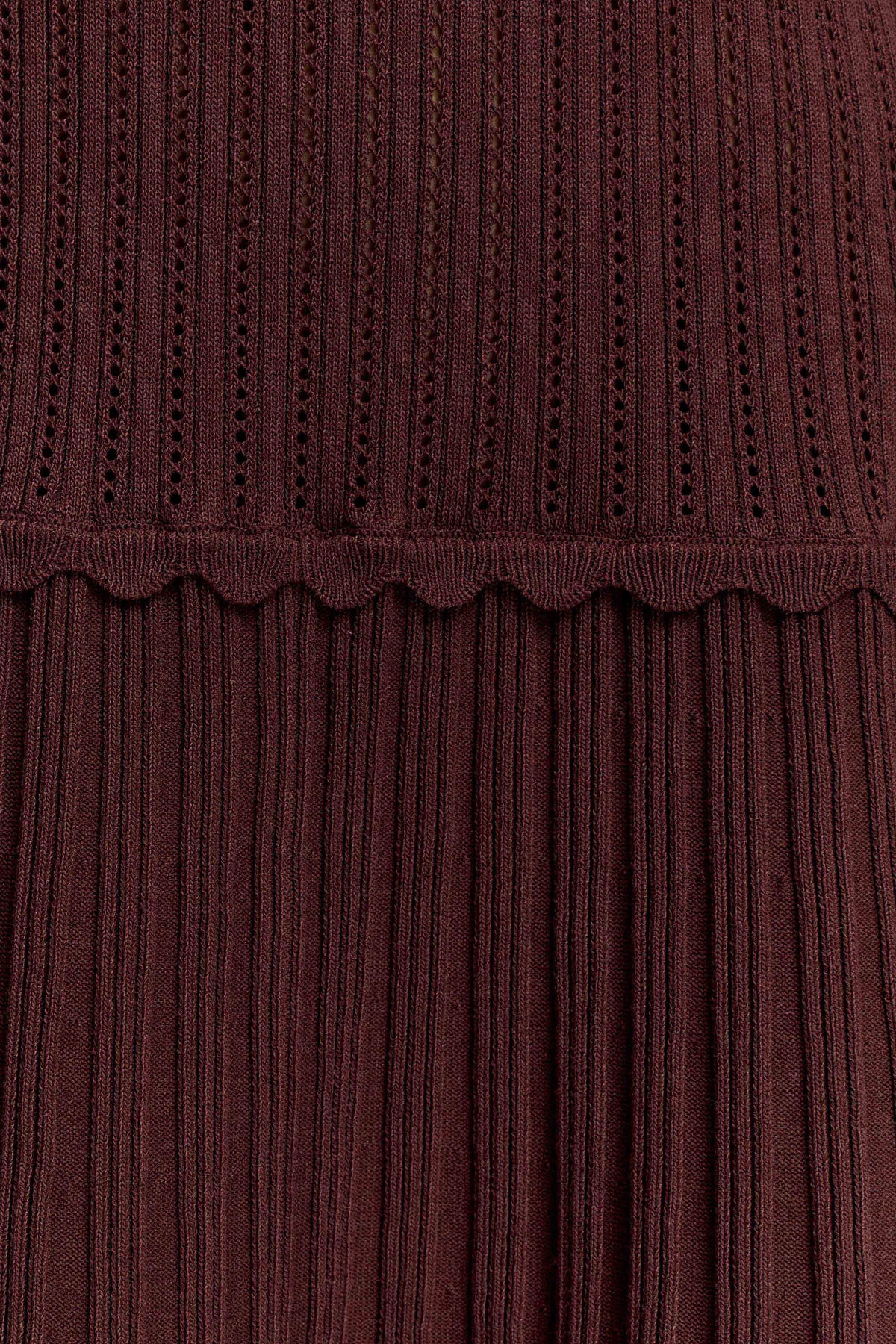 Adena Pointelle Knit Mini Dress - Chocolate
