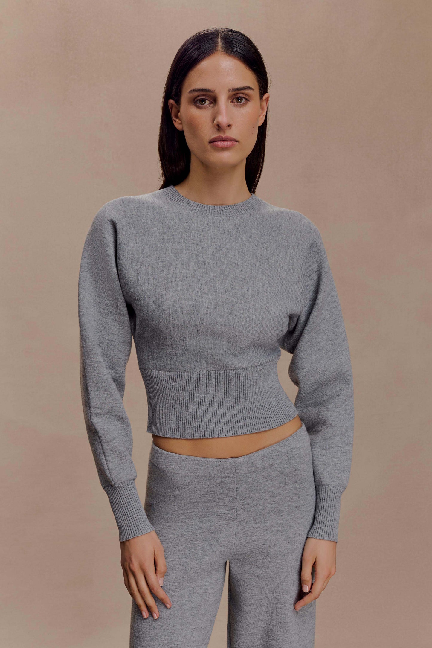 Ciaralee Cinched Waist Jumper- Grey Marle