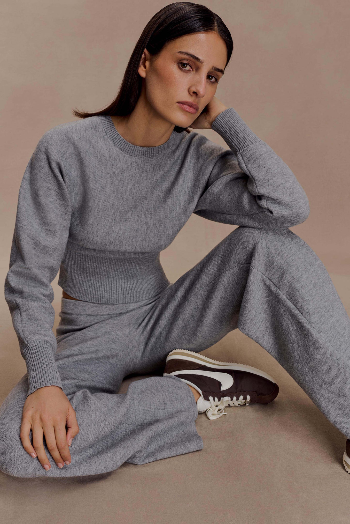 Ciaralee Cinched Waist Jumper- Grey Marle