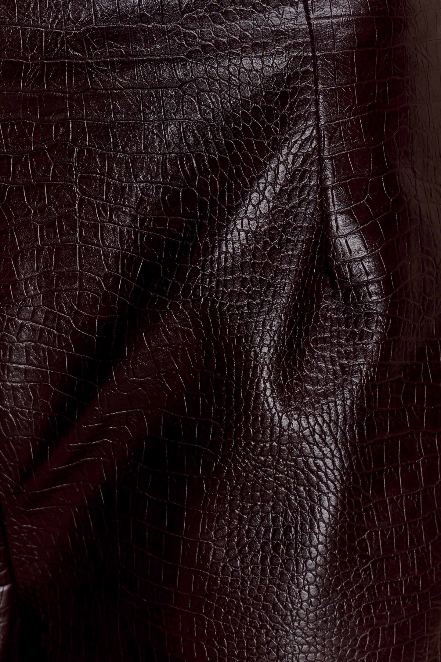 Henry Croc Faux Leather Straight Leg Pants - Dark Chocolate