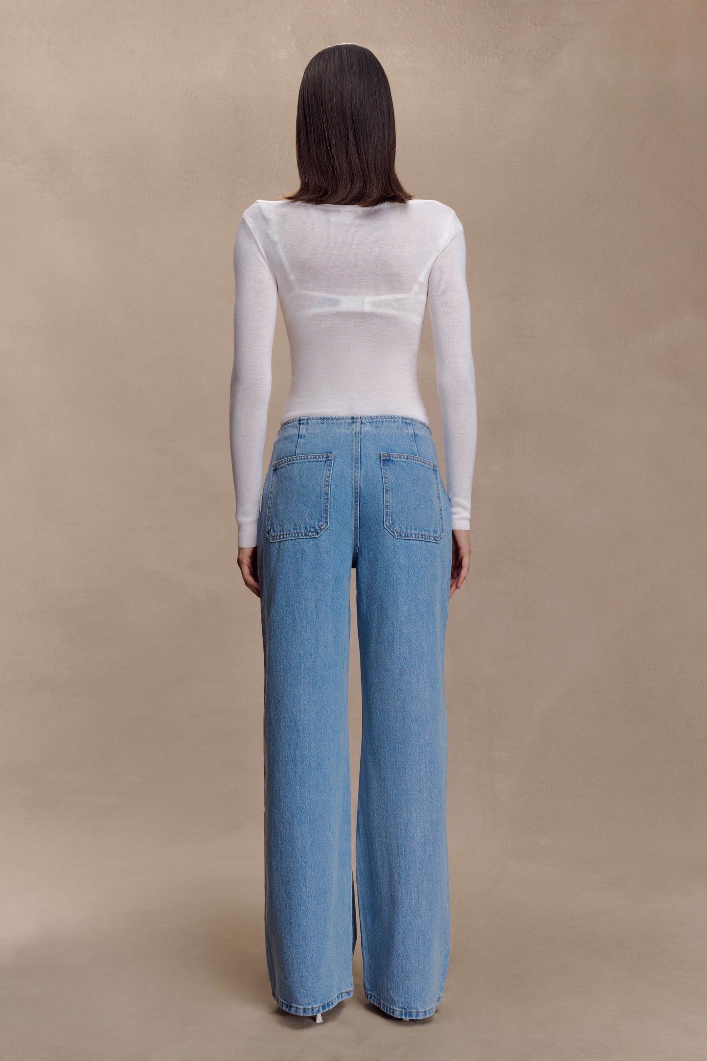 Paedyn Merino Wool Ribbed Long Sleeve Top - Ivory