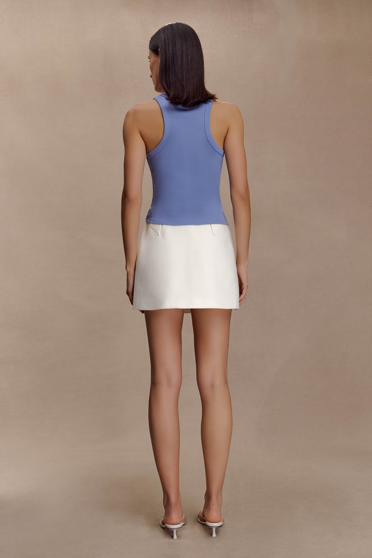 Lola Ribbed Sleeveless Top With Hardware - Cornflower Blue