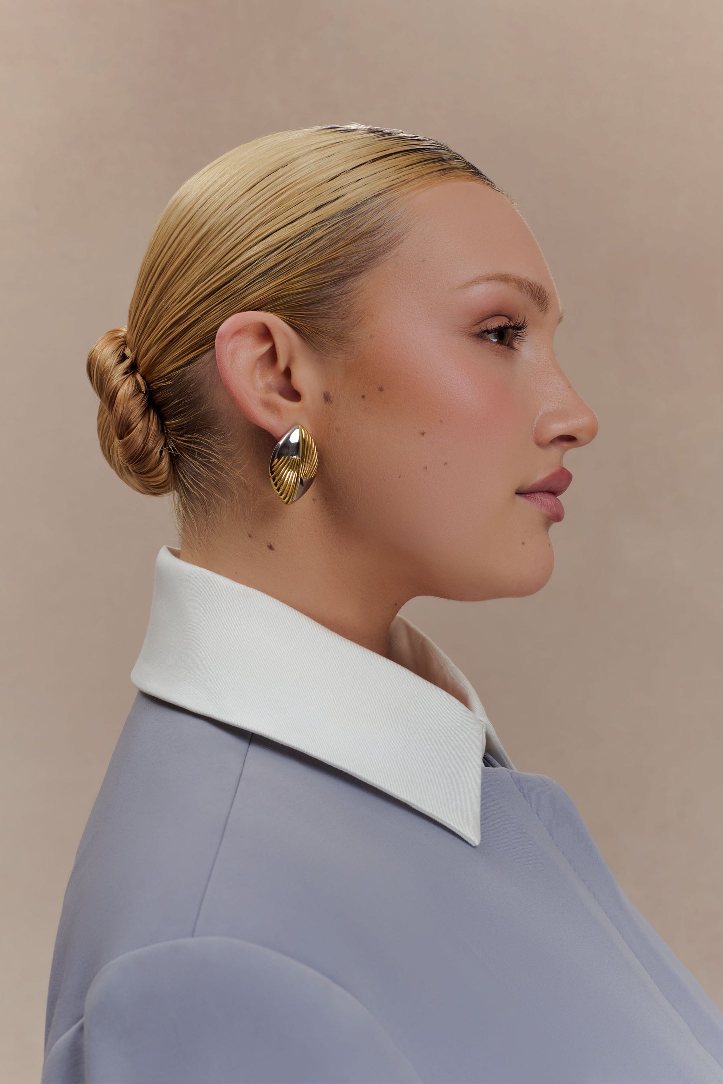 Felicity Mixed Metal Oval Earrings - Gold