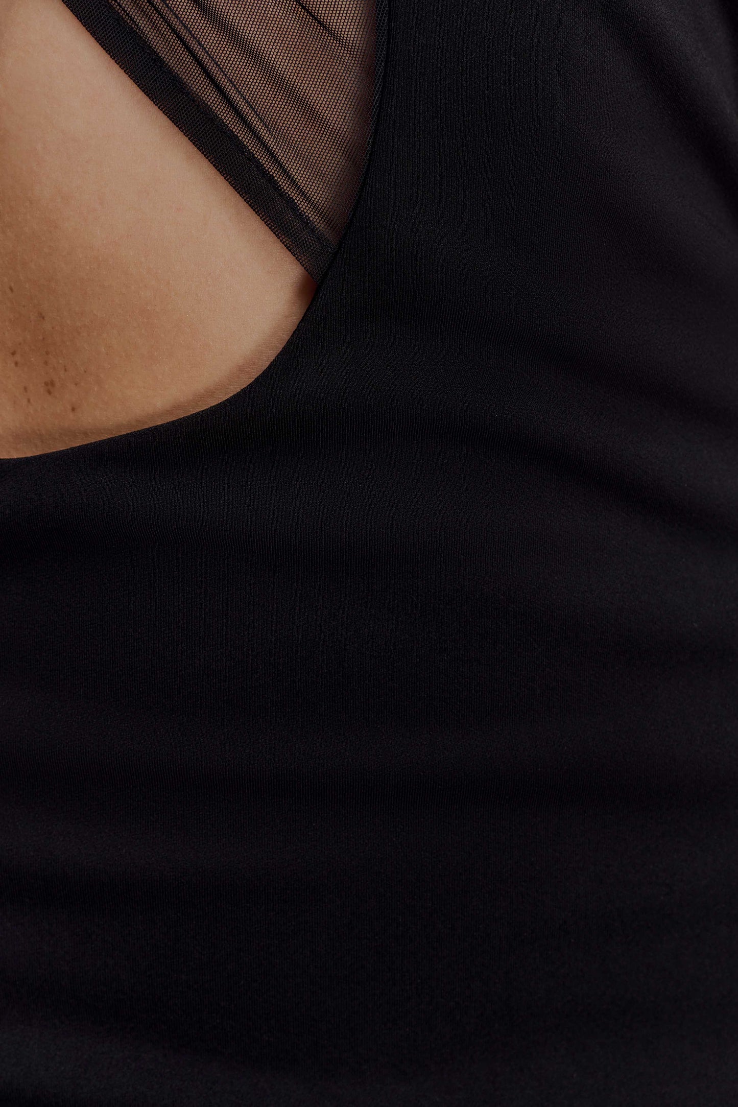 Aubree Crepe And Mesh Mini Dress - Black