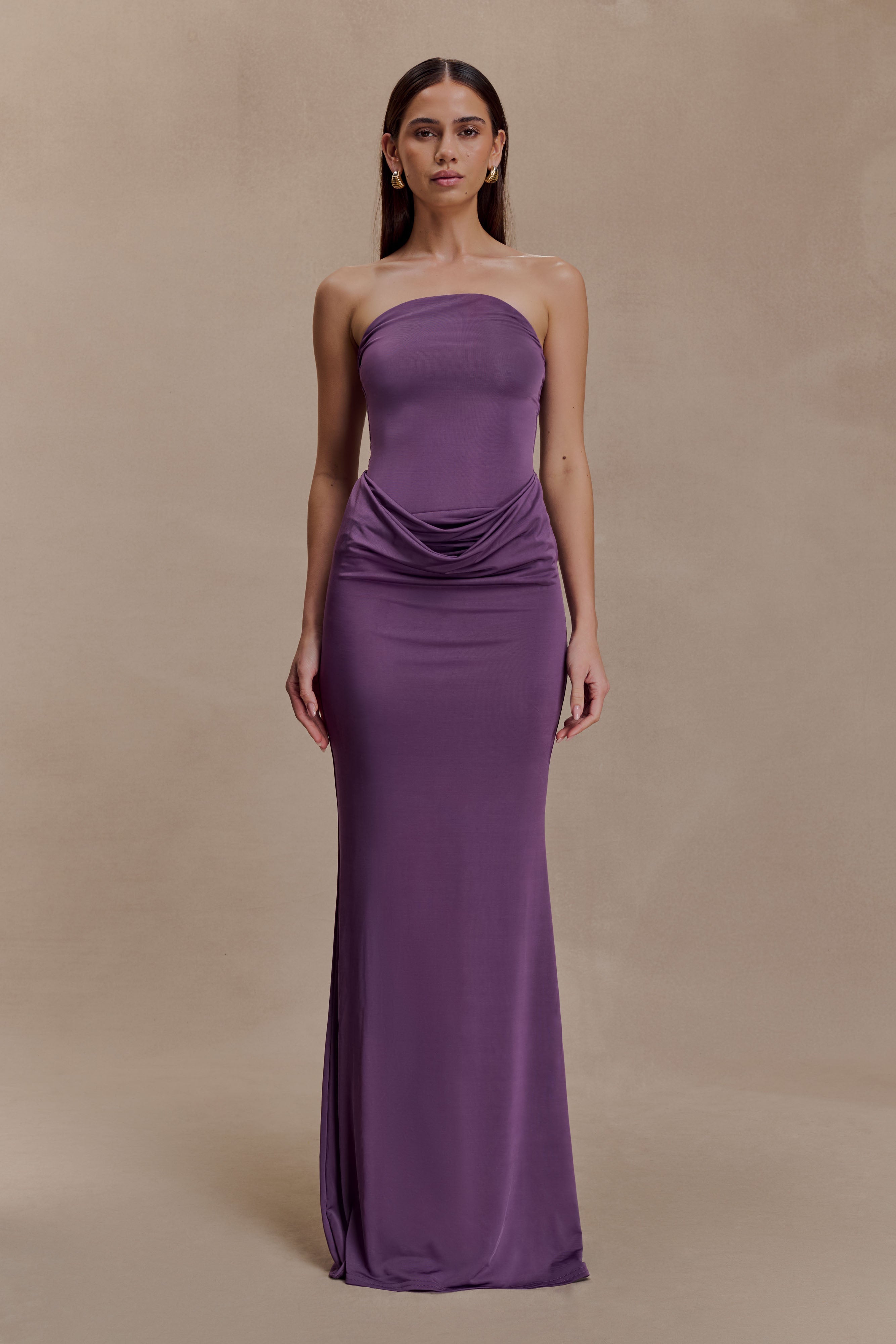 slinky jersey hardware detail strapless maxi dress Madison / Purple | MESHKI tight black dress Mother Of The Discounts The cut Select Loafer Size:41
