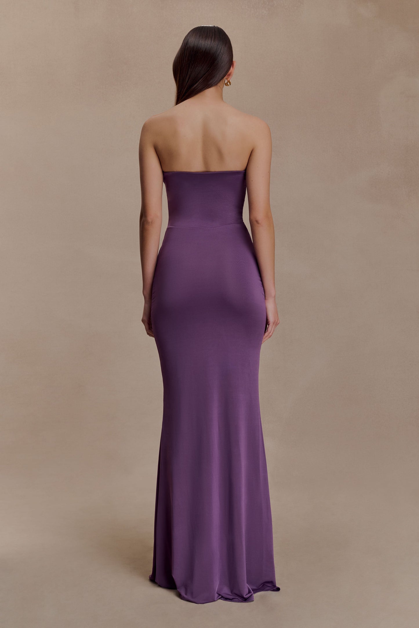 Madison Strapless Slinky Maxi Dress - Purple