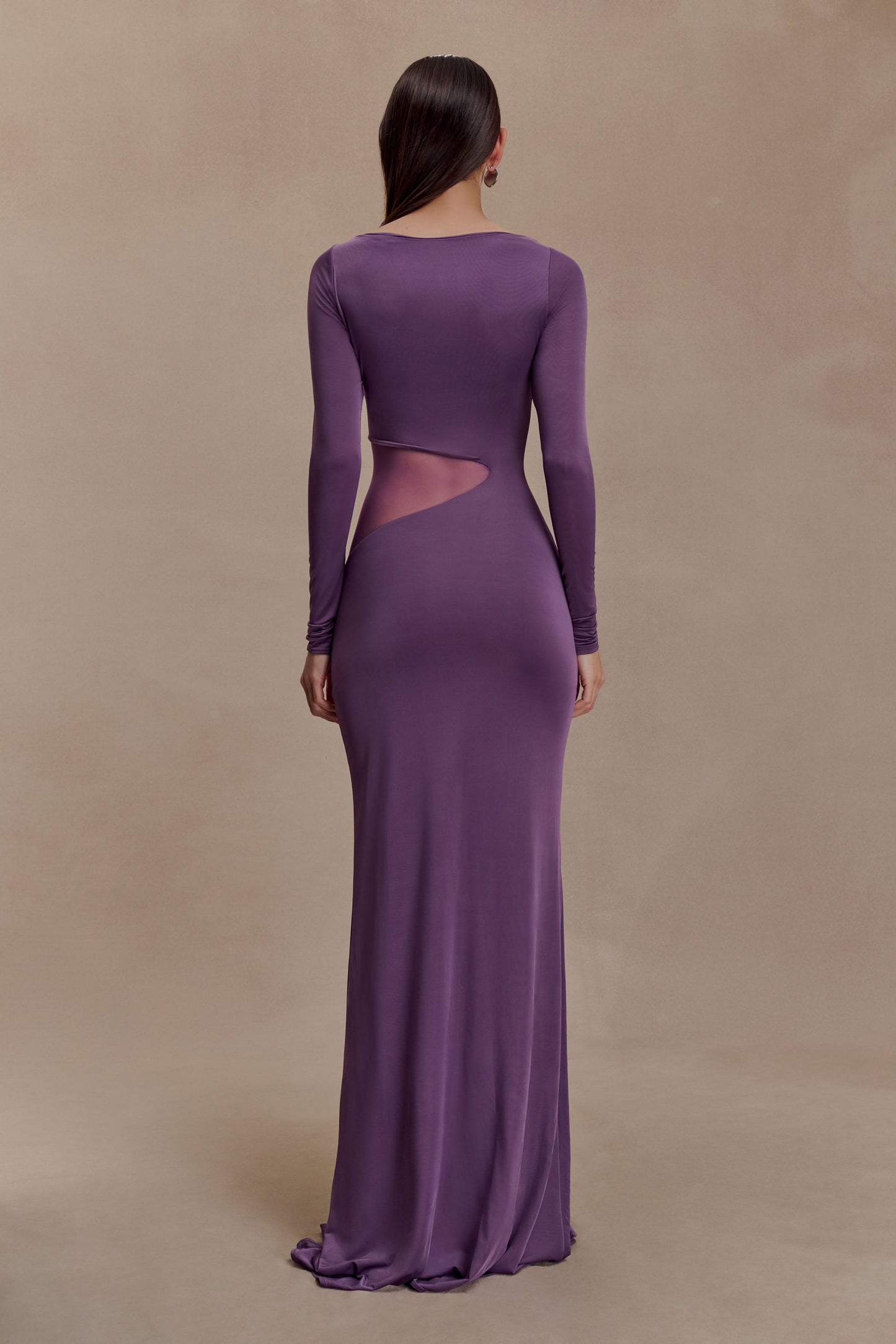 Megan Slinky And Mesh Maxi Dress - Purple