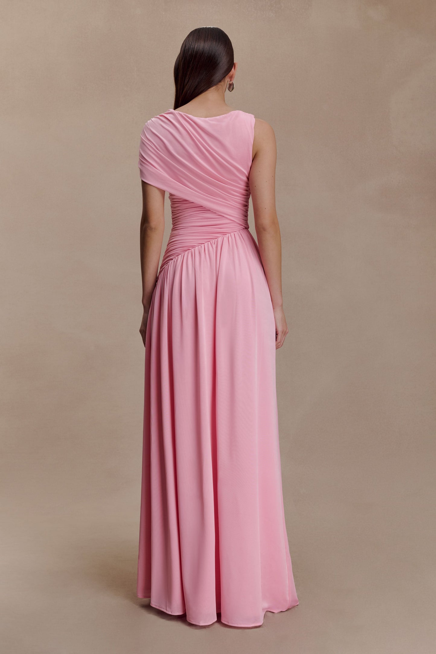 Ayeshya Slinky Asymmetric Maxi Dress - Candy Pink