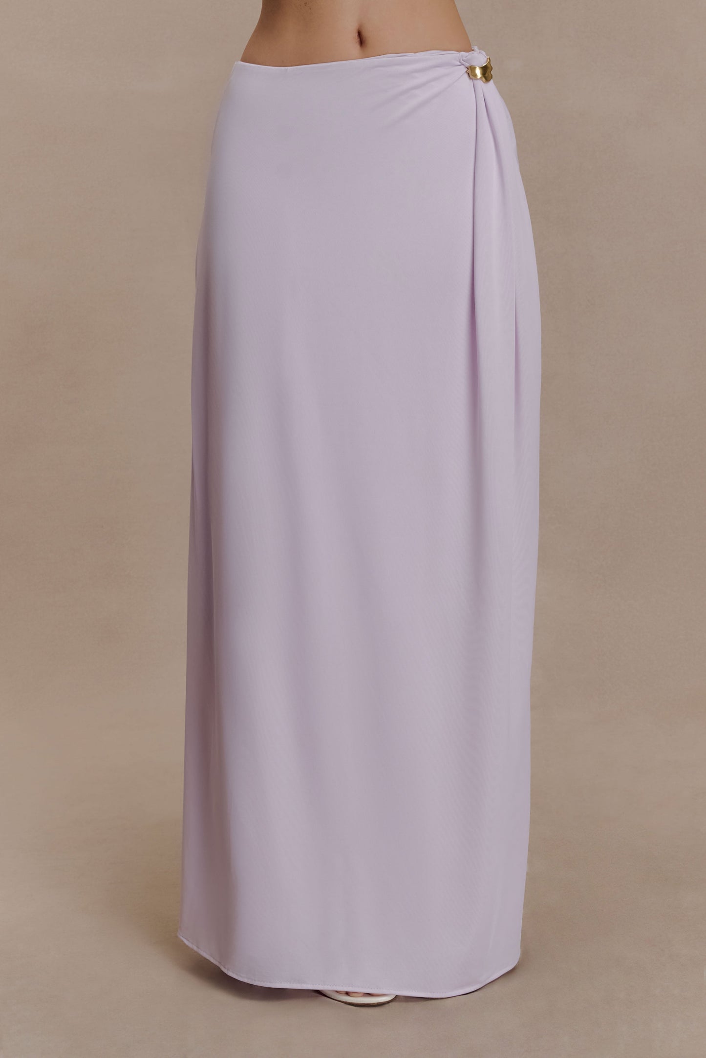 Bridget Slinky Maxi Skirt With Hardware - Dusty Lilac