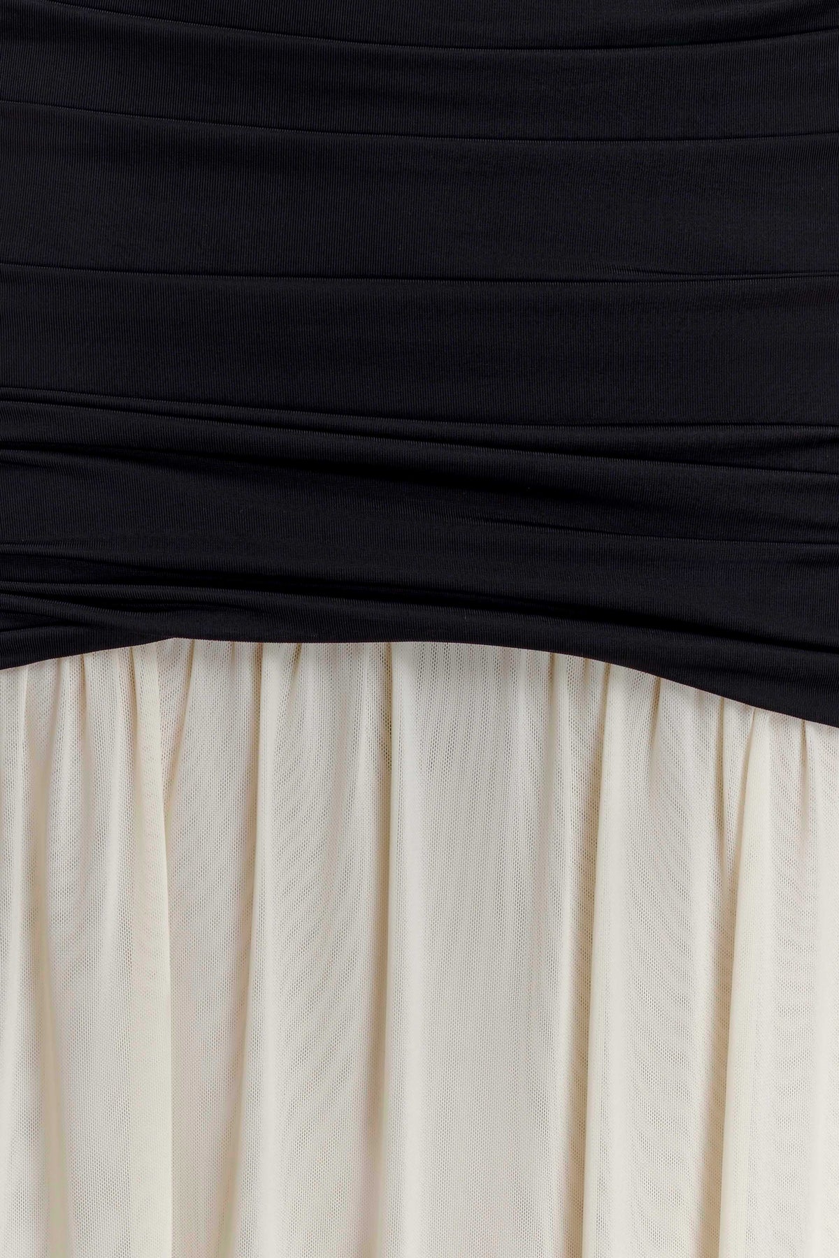 Hailee Slinky And Mesh Halter Maxi Dress - Black/White