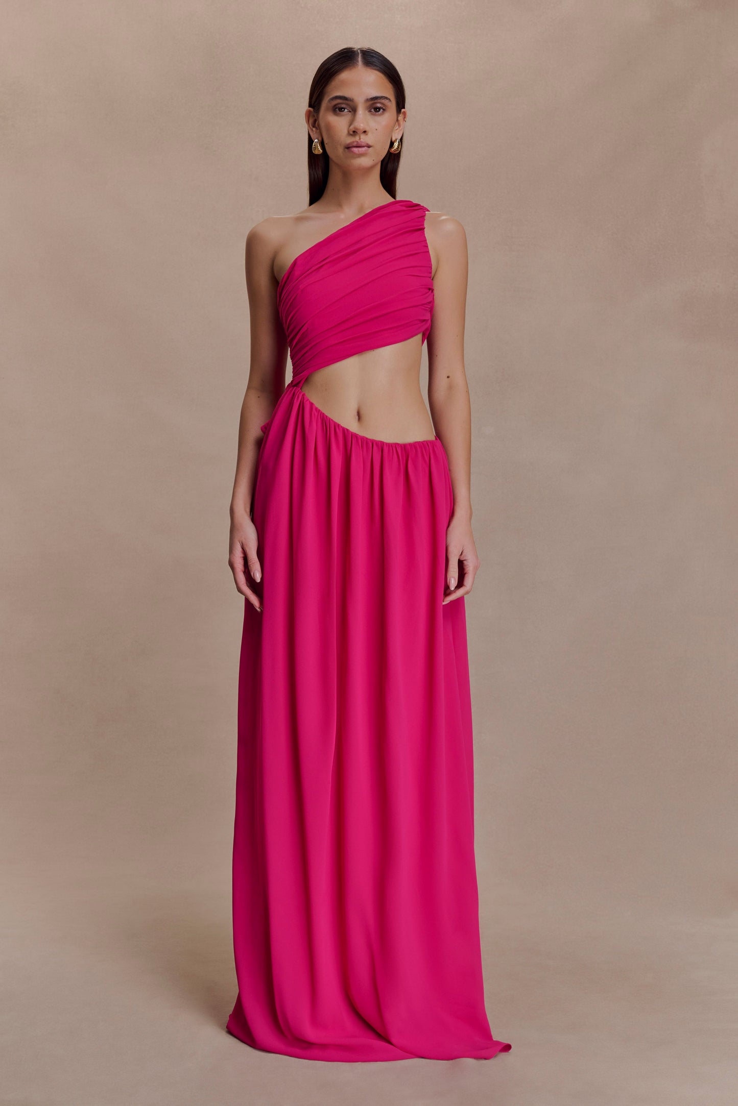 Aria Chiffon Cut Out Maxi Dress - Fuchsia