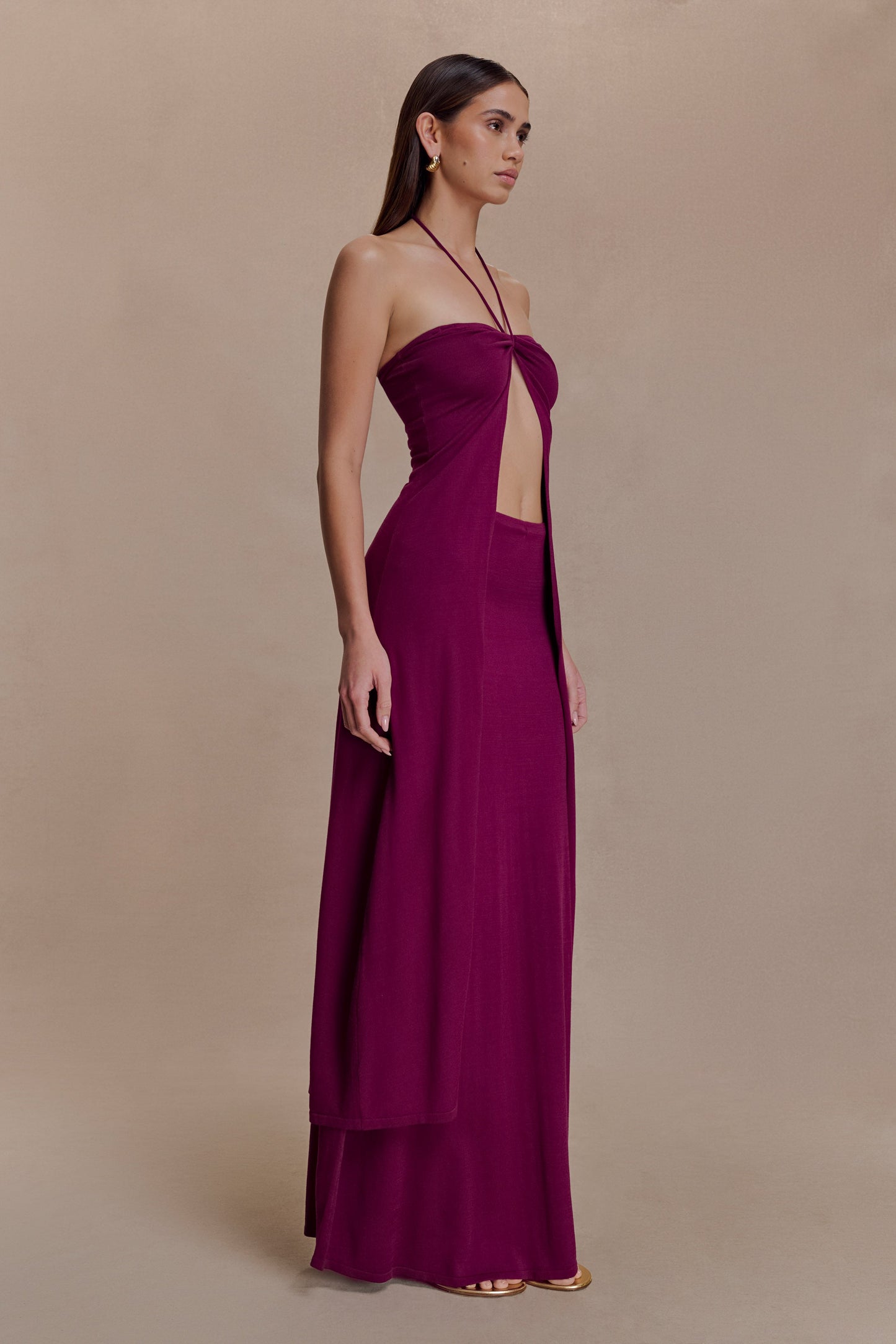 Martiena Knit Maxi Skirt - Plum