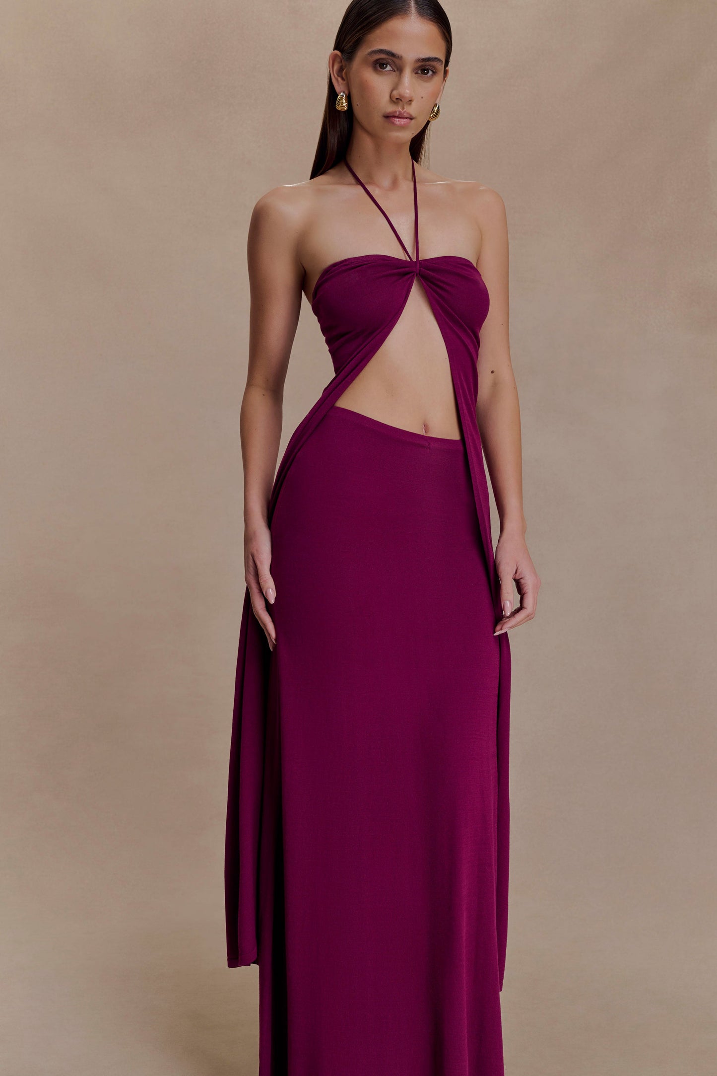 Martiena Knit Maxi Skirt - Plum
