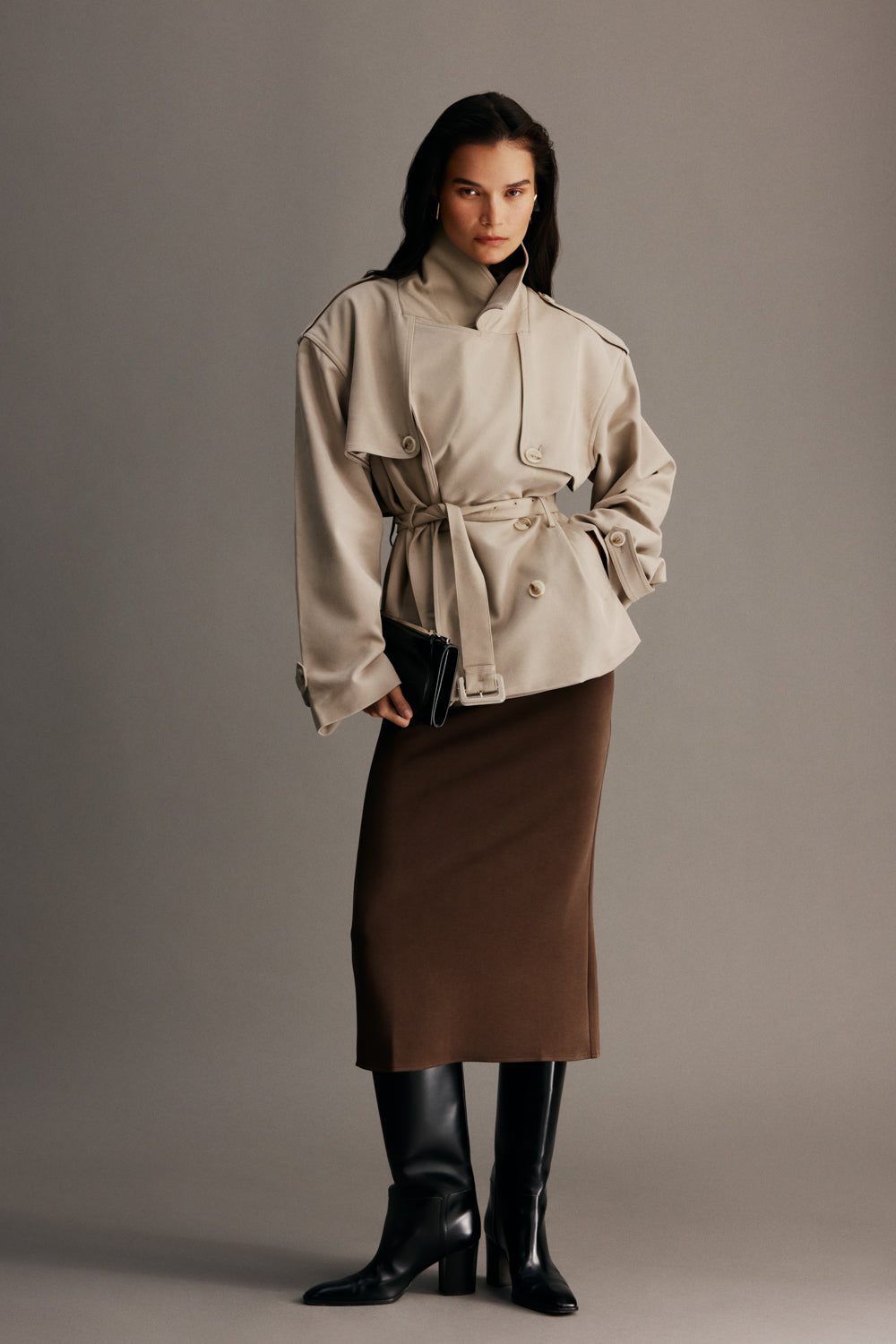 Alden Short Trench Jacket - Pebble | MESHKI US