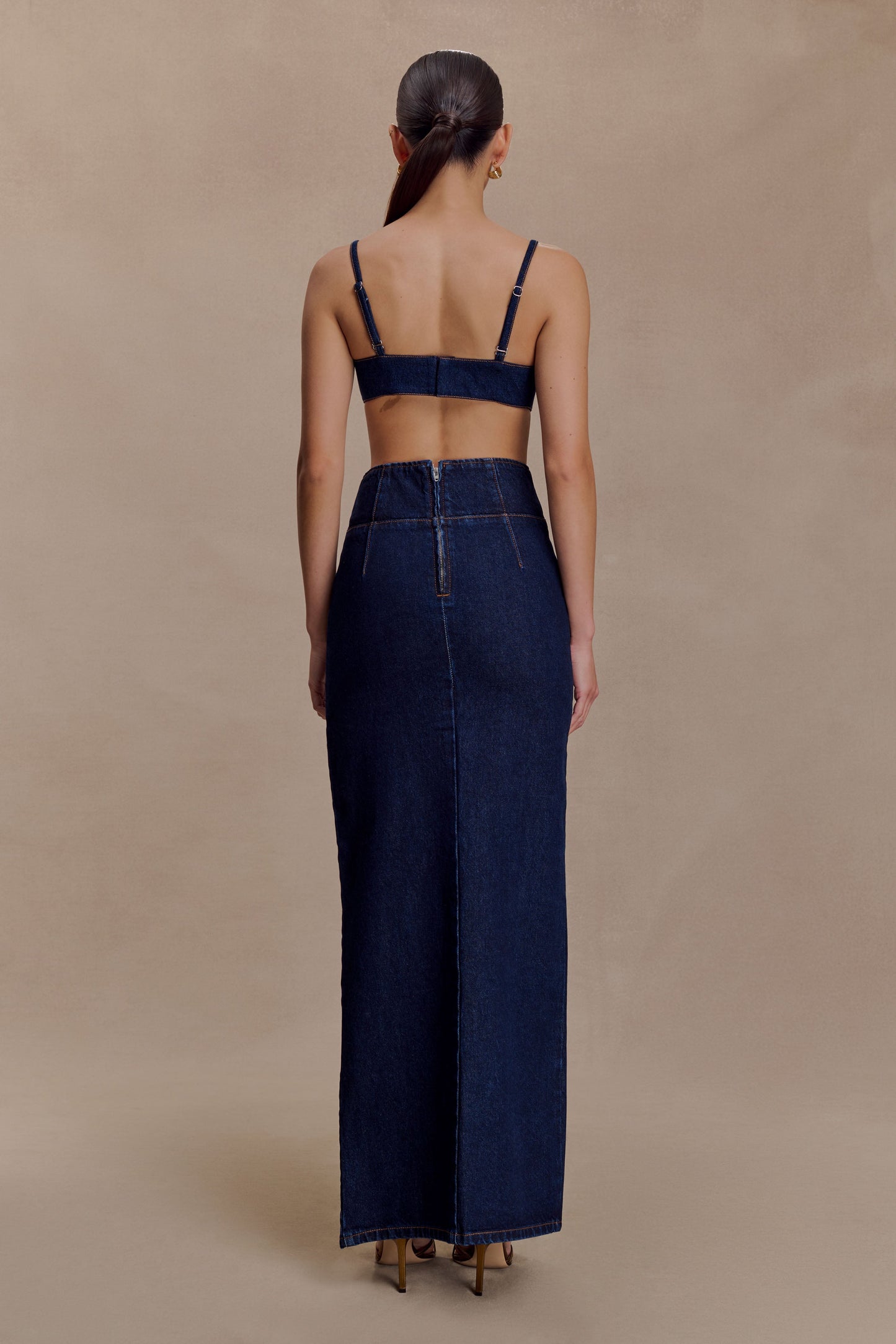 Maylena High Rise Denim Maxi Skirt - Indigo Blue