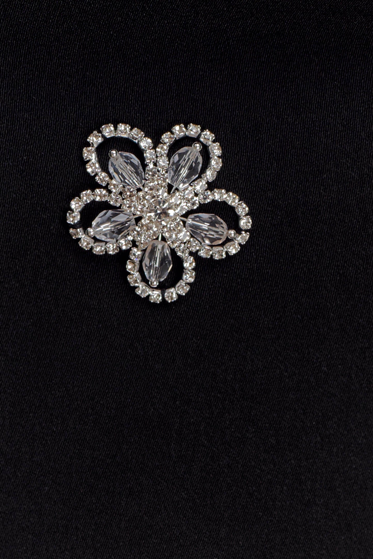 Liva Strapless Diamante Floral Trim Mini Dress - Black