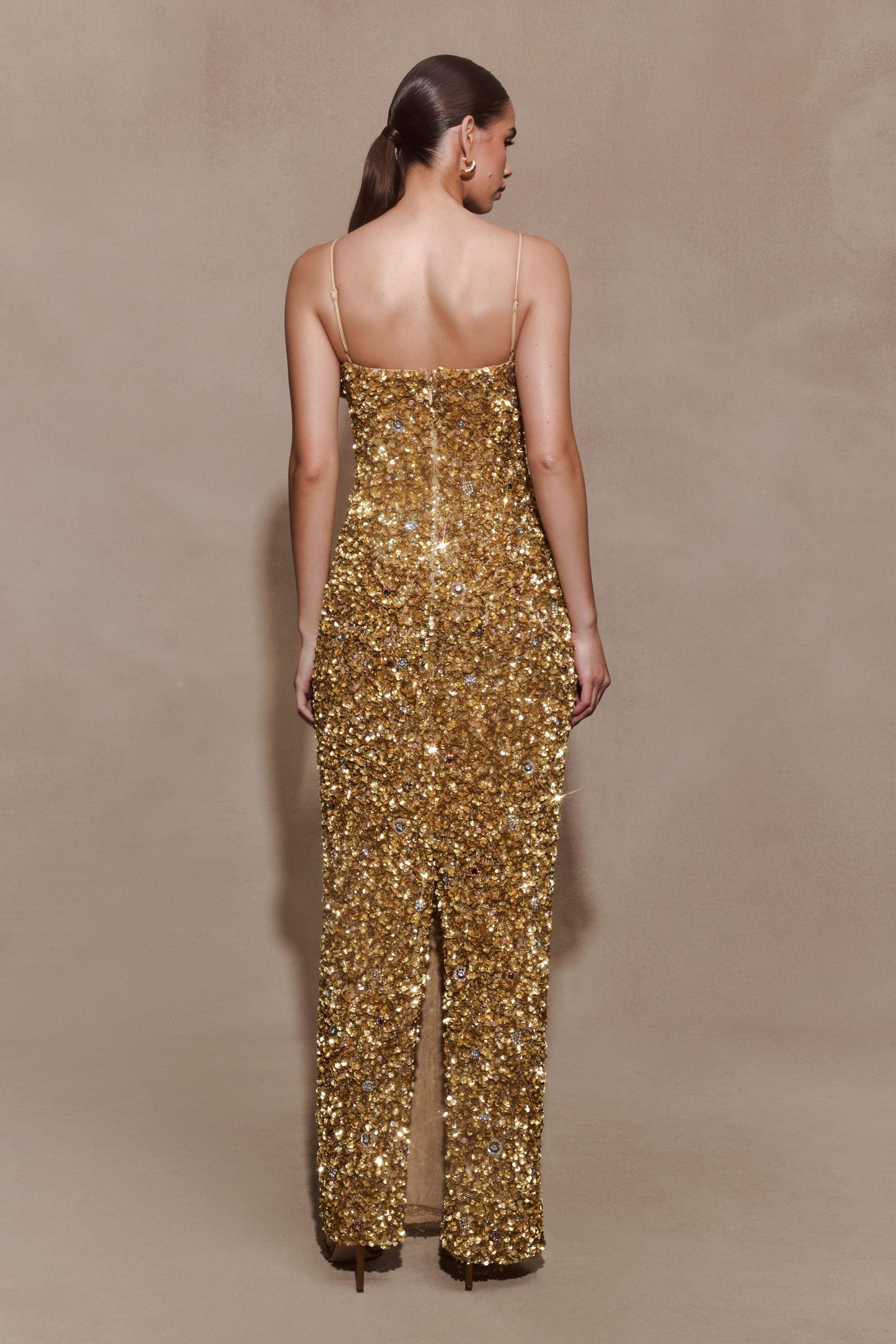 Porter Hand Beaded Midi Dress - Gold