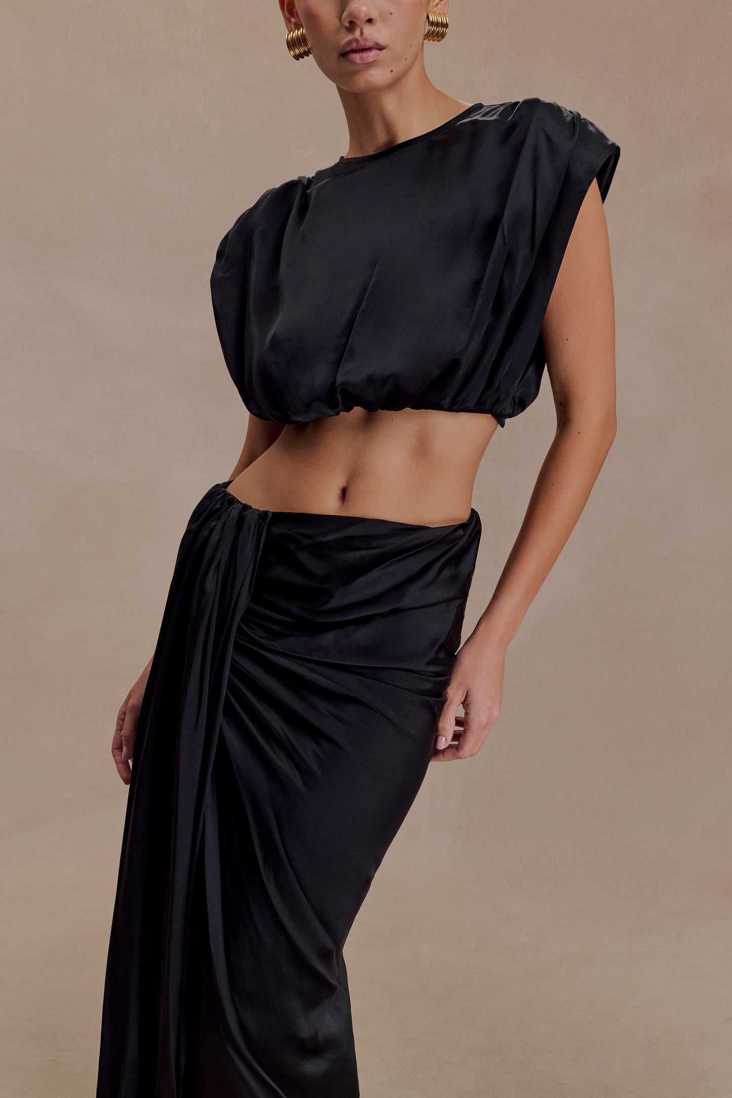Zendaya Silk Crop Top - Black