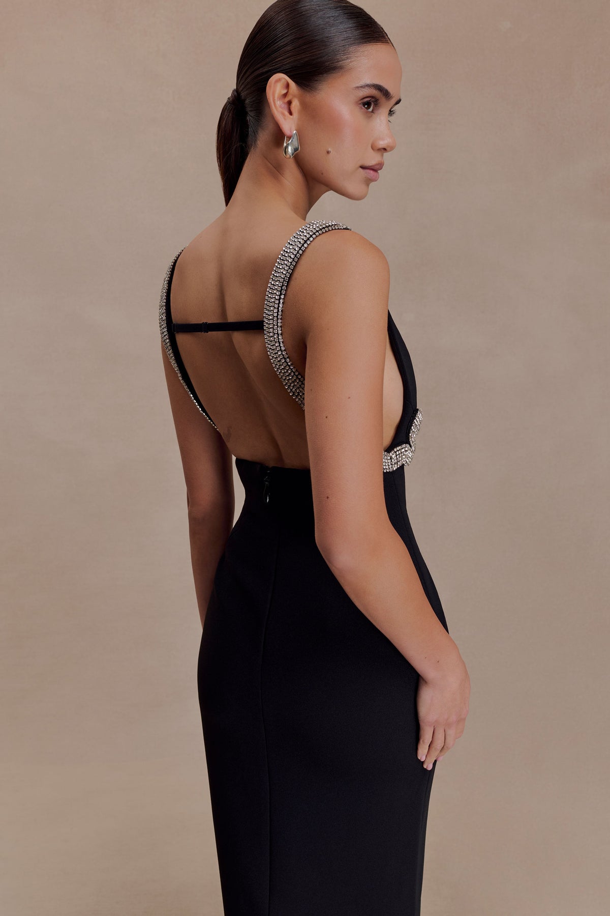 Lorde Embellished Crepe Maxi Dress - Black