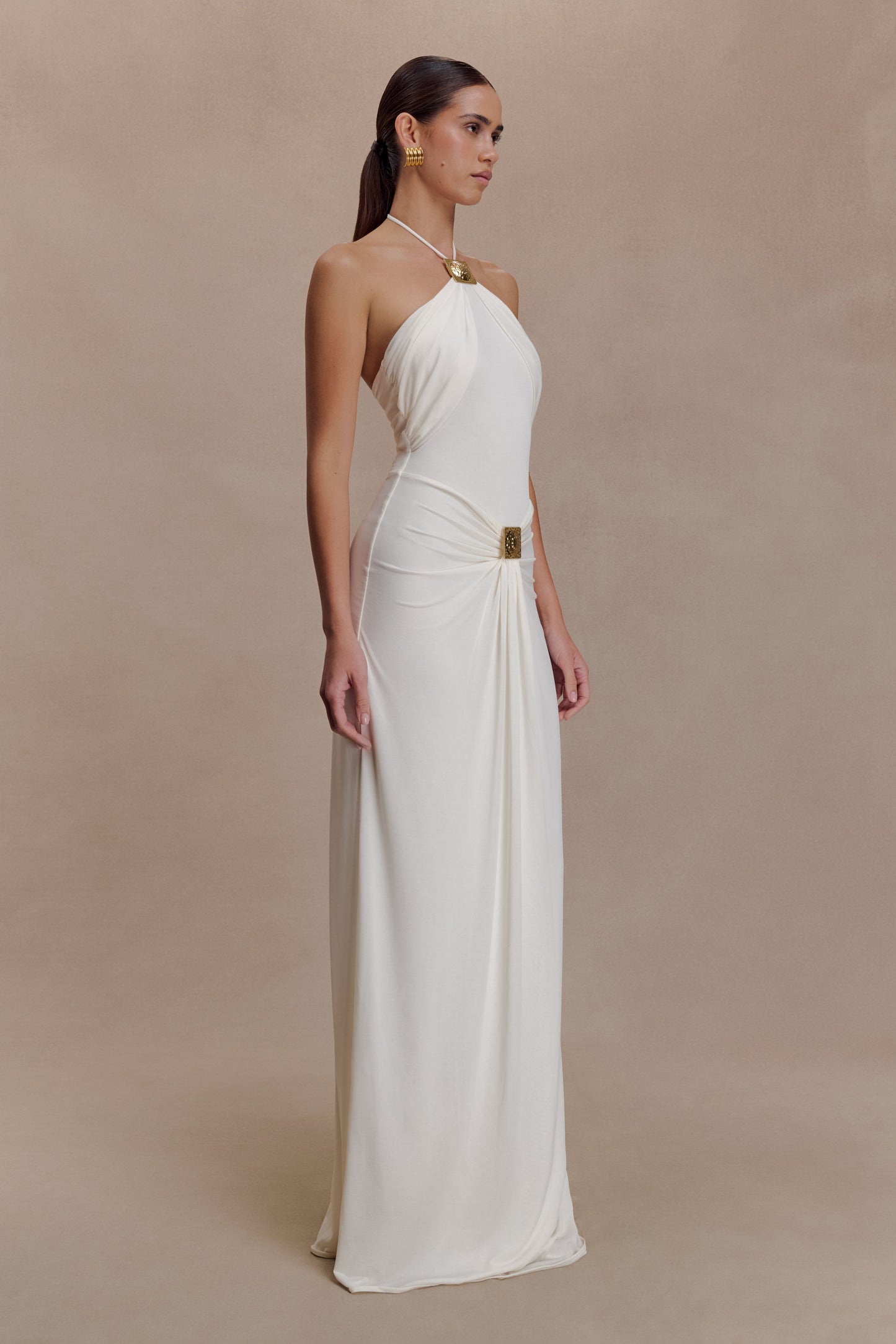Quincy Halter Maxi Dress With Hardware - Ivory