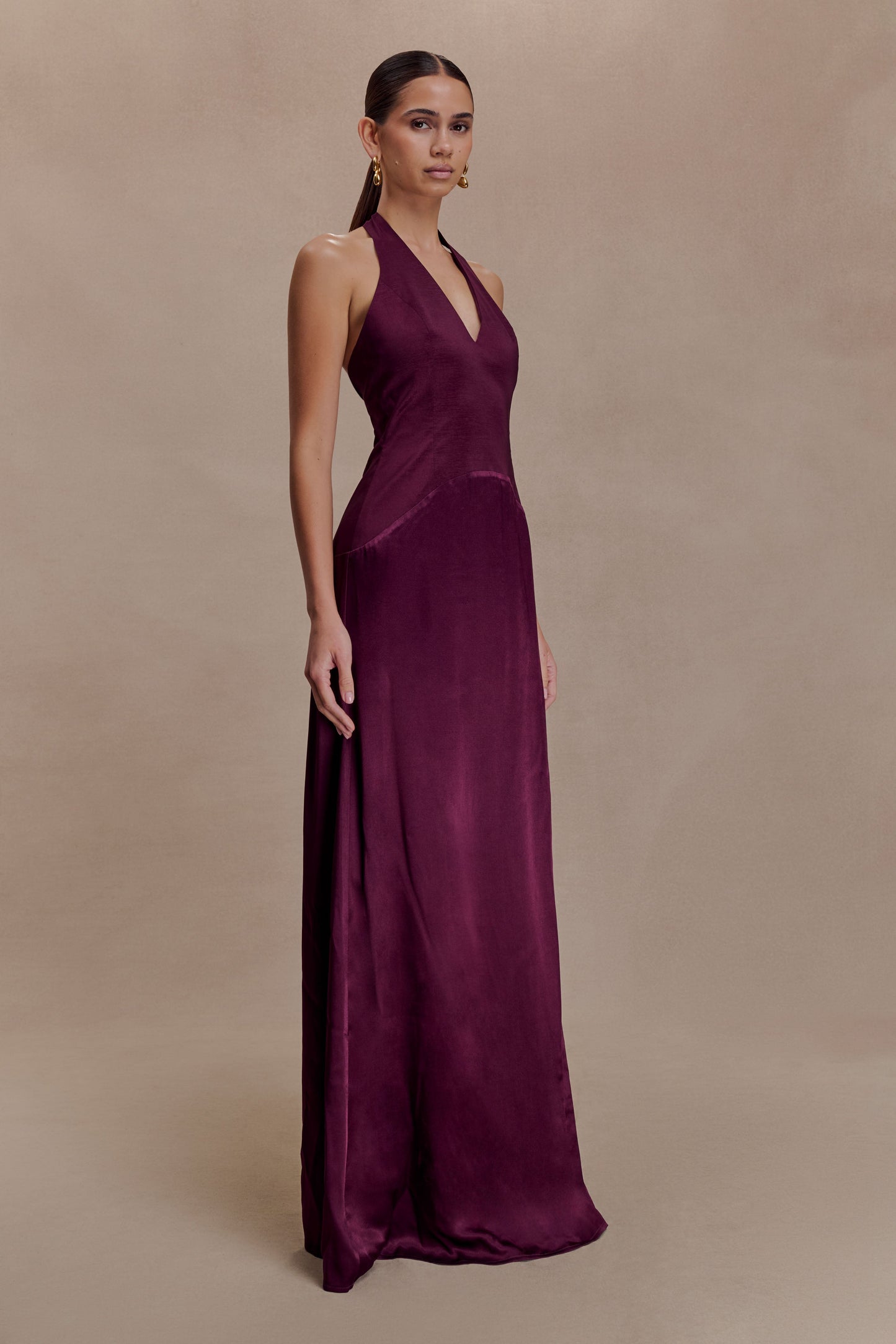 Maura Taffeta And Satin Maxi Dress - Wine