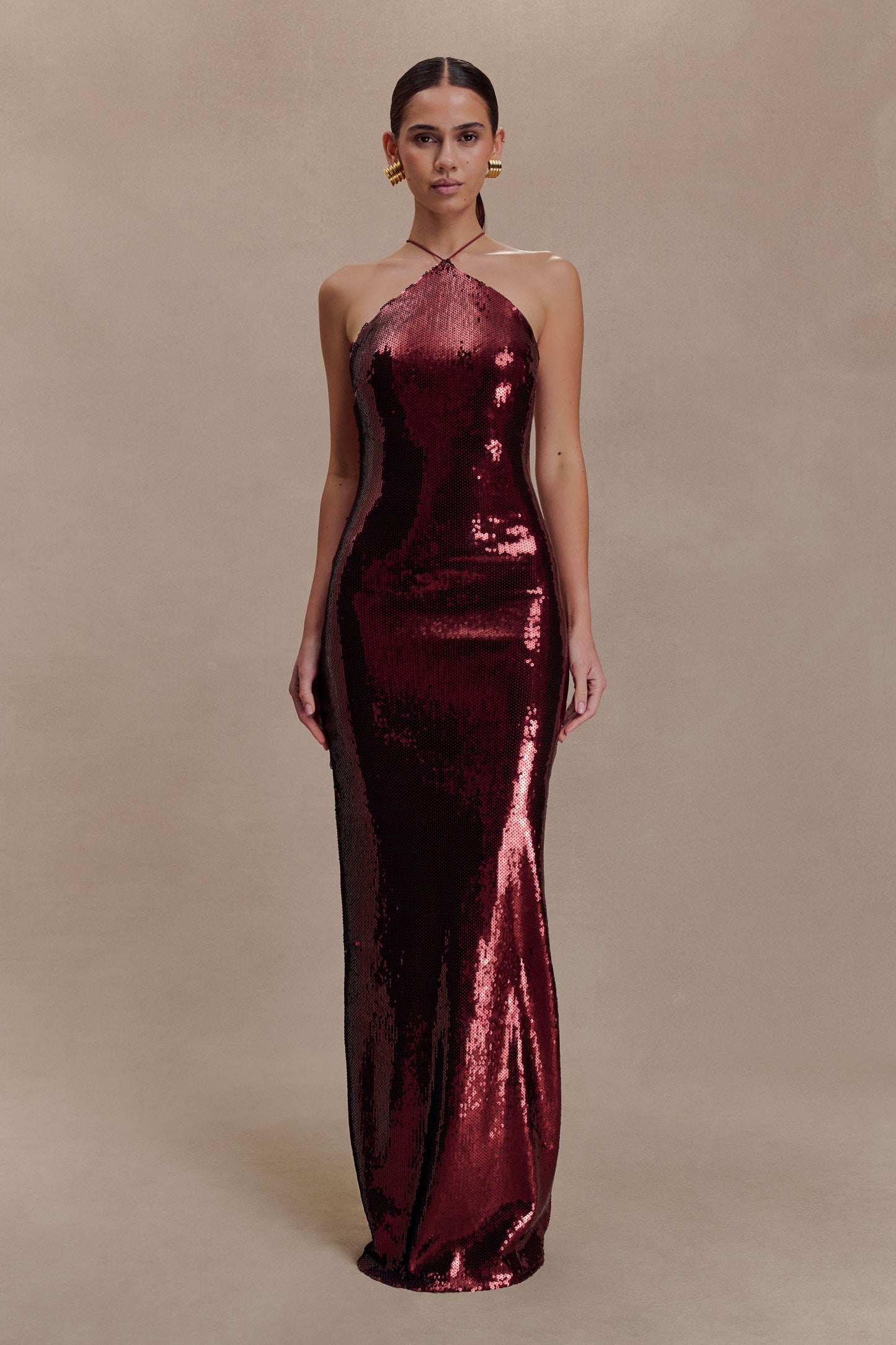 Baldwin Sequin Cut Out Maxi Dress - Mahogany