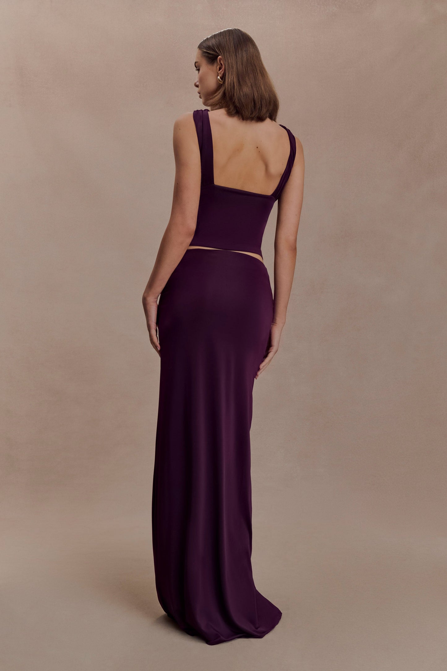 Erina Slinky Open Back Top - Aubergine