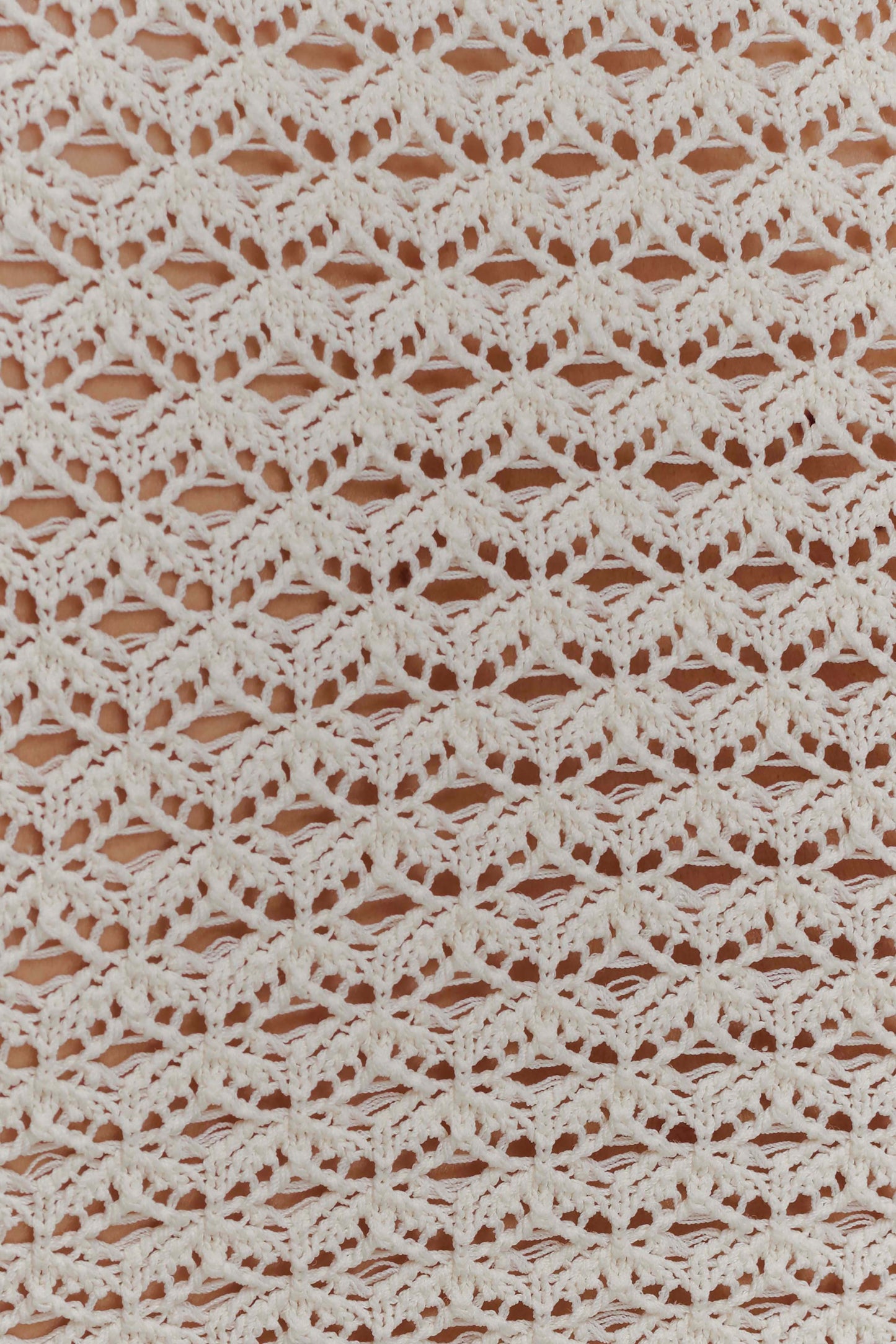 Mania Crochet Long Sleeve Cropped Top - Ivory