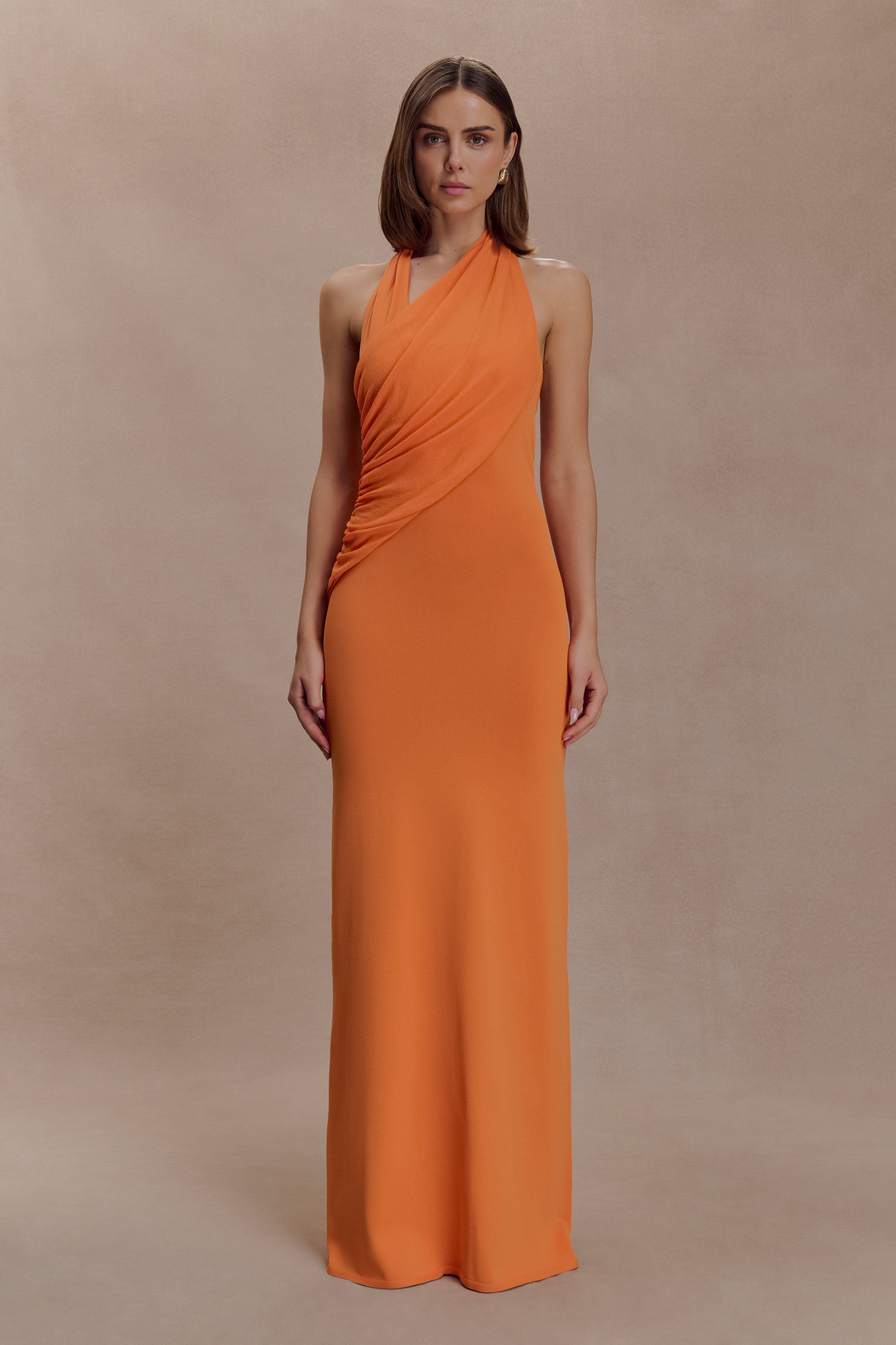 Elma Halter Knit Maxi Dress / Orange | MESHKI | XL Elma Halter Knit Maxi Dress / Orange | MESHKI | XL