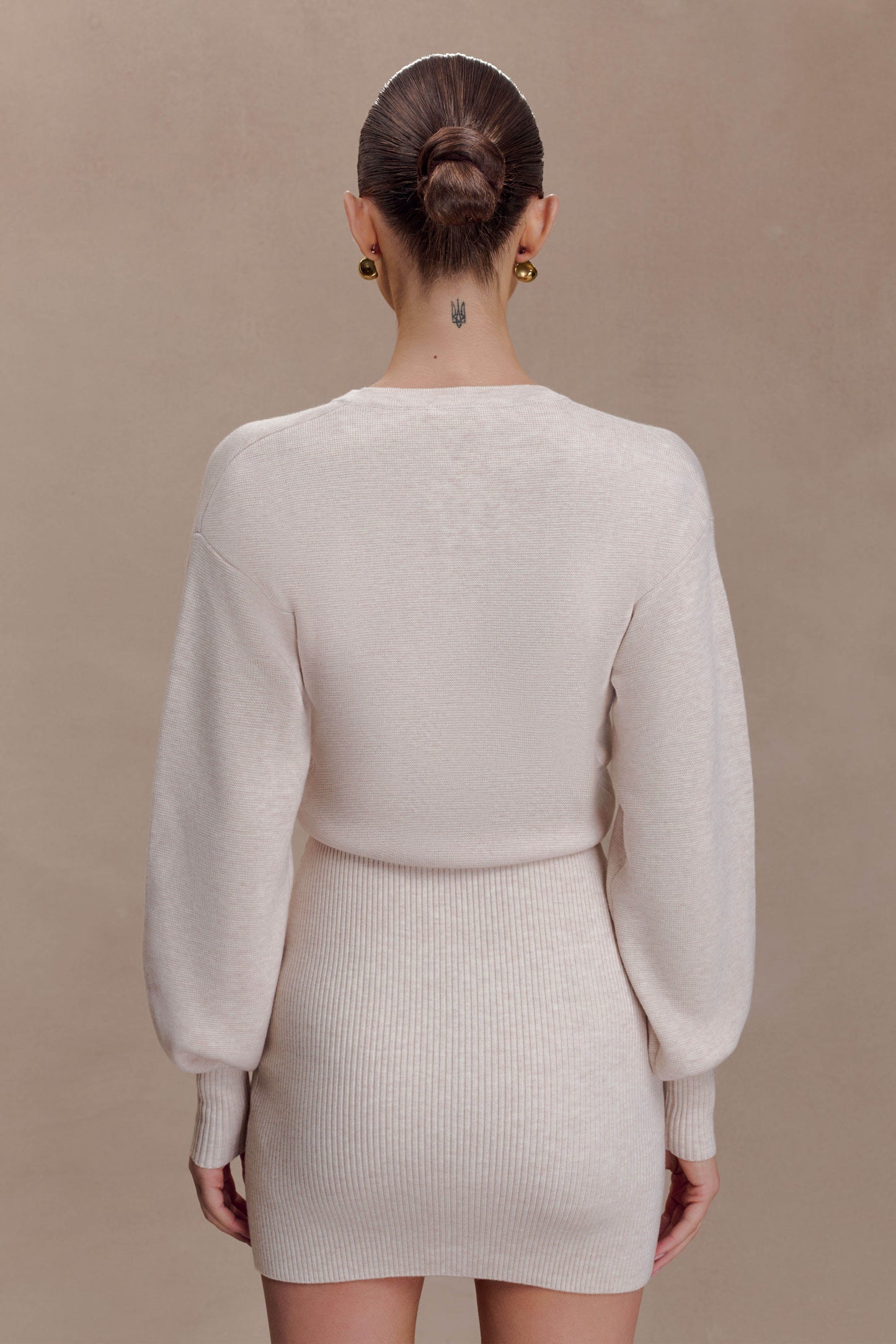 Xaden Wool Mix Knit Mini Dress - Oat Marle