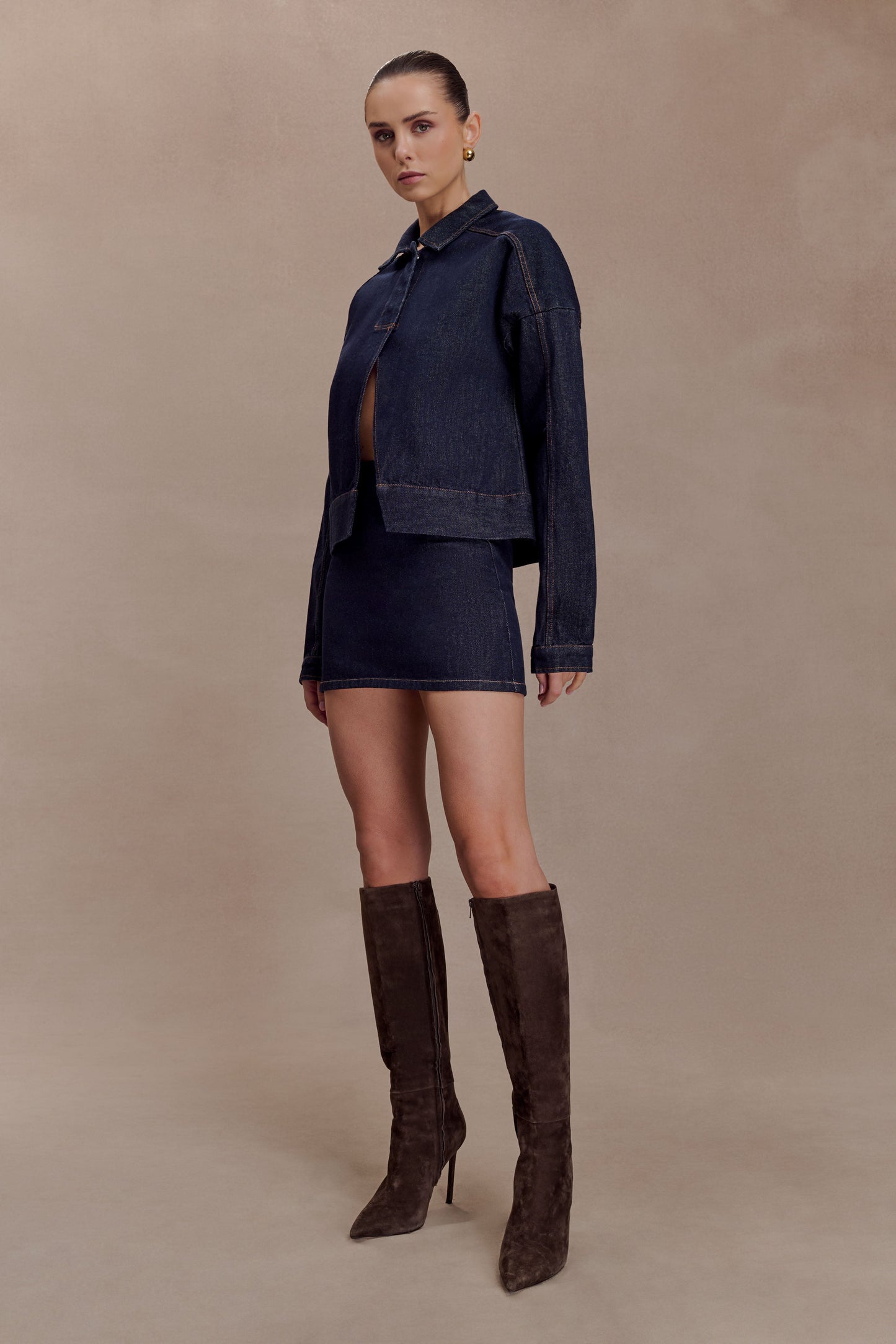 Olandria Oversized Jacket Top - Washed Indigo Blue