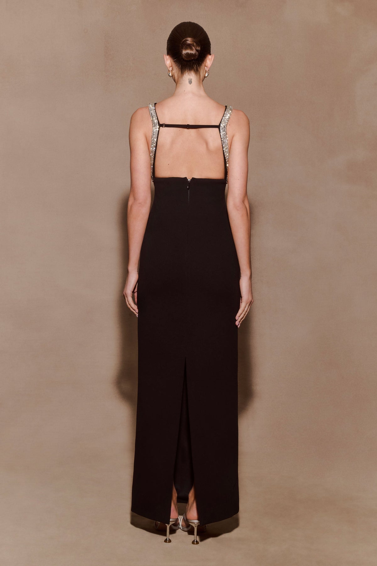 Lorde Embellished Crepe Maxi Dress - Black