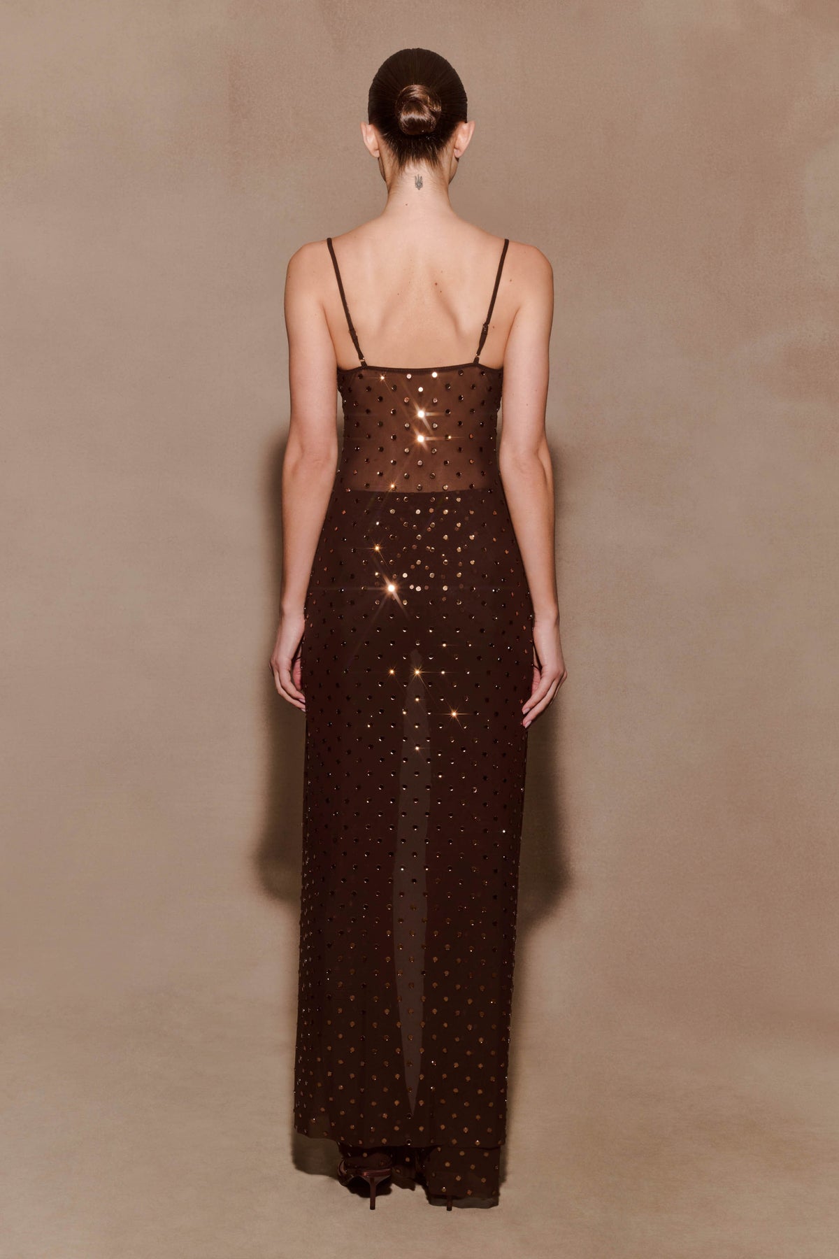 Jackie Longline Diamante Top - Chocolate