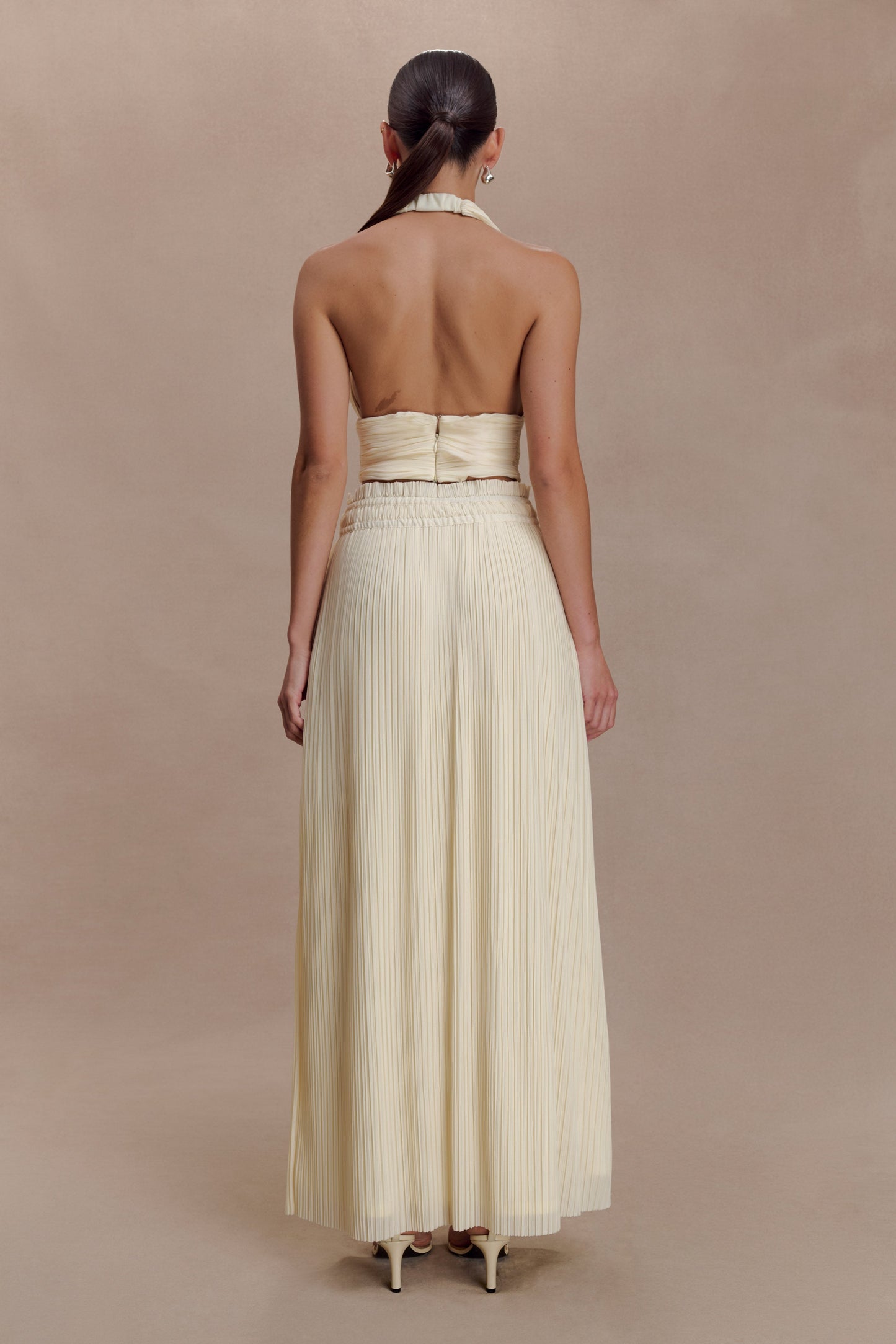 Amaris Gathered Plisse Maxi Skirt - Lemon