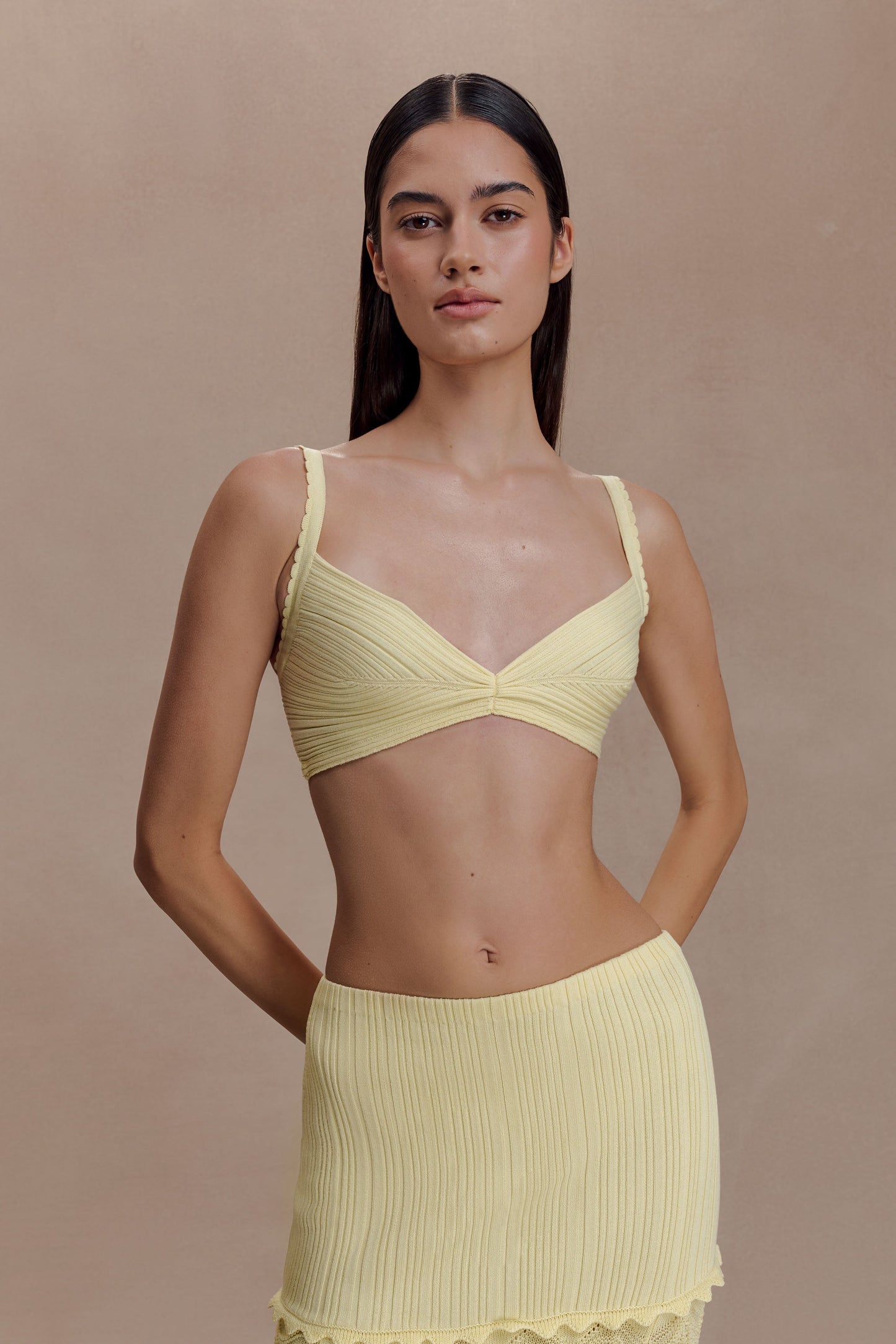Coleene Pointelle Knit Top - Lemon