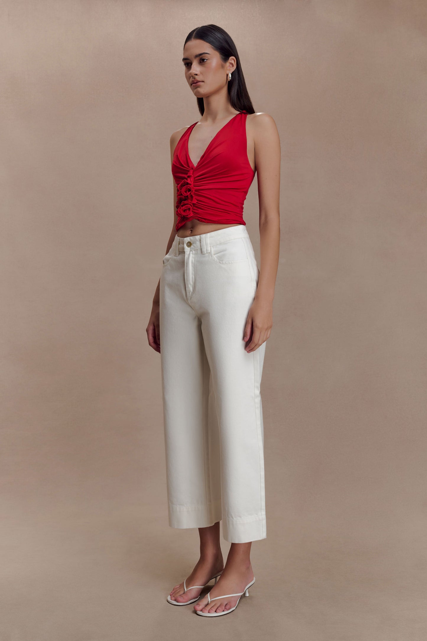 Alessandra Slinky Ruffle Top - Ruby