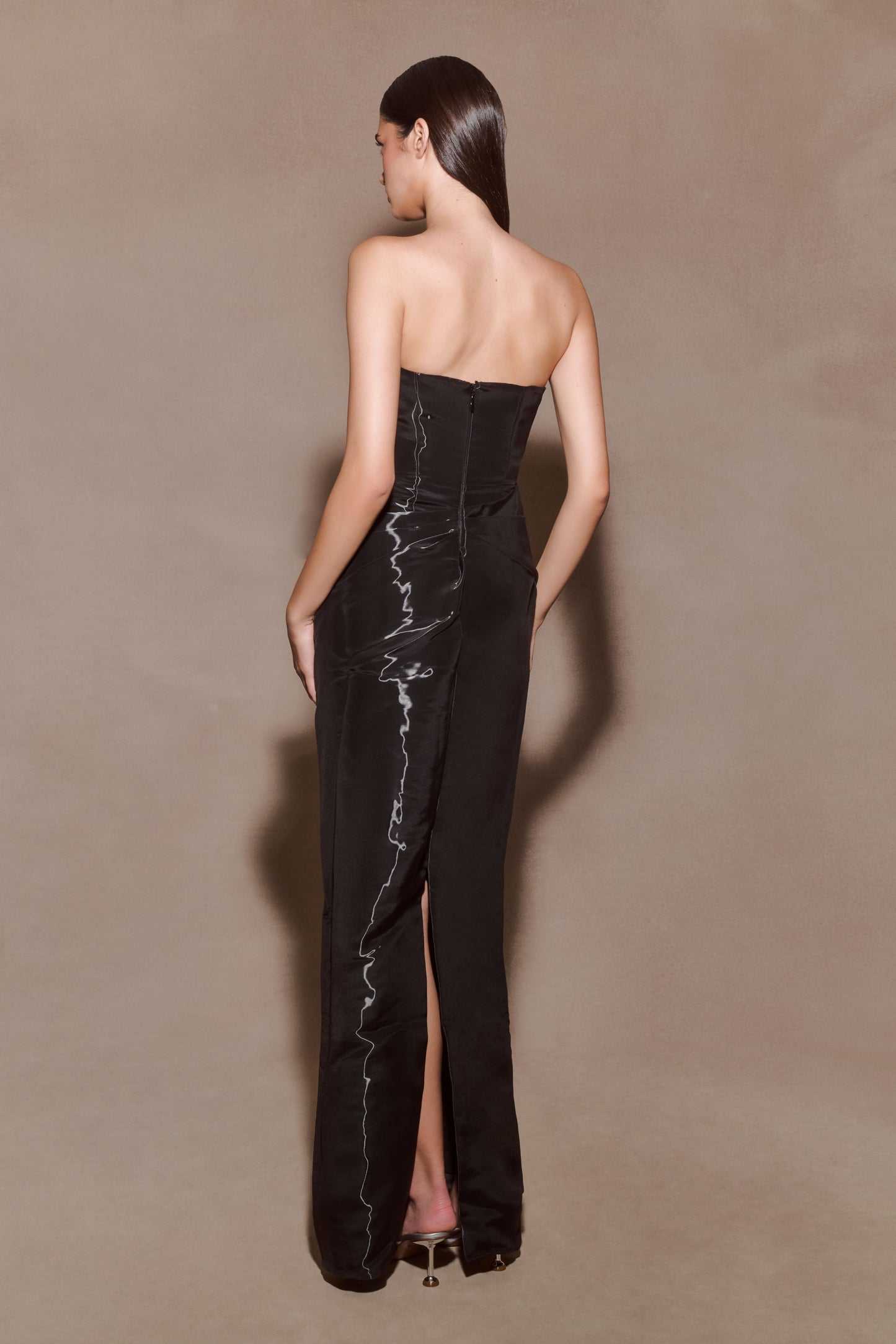 Calliope Strapless Organza Maxi Dress - Black